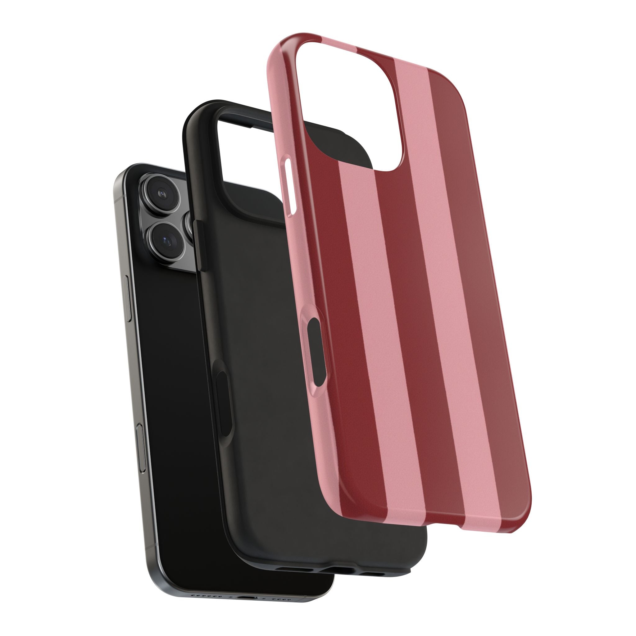 Striped Tough Phone Cases, Pink Red Cool Accessories, Protective Phone Covers, Trendy Mobile Cases, Stylish Device Protectors