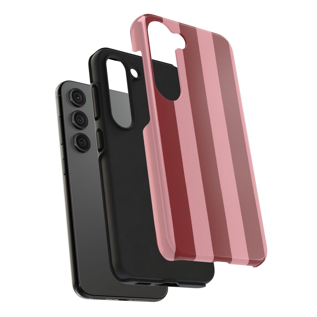 Striped Tough Phone Cases, Pink Red Cool Accessories, Protective Phone Covers, Trendy Mobile Cases, Stylish Device Protectors