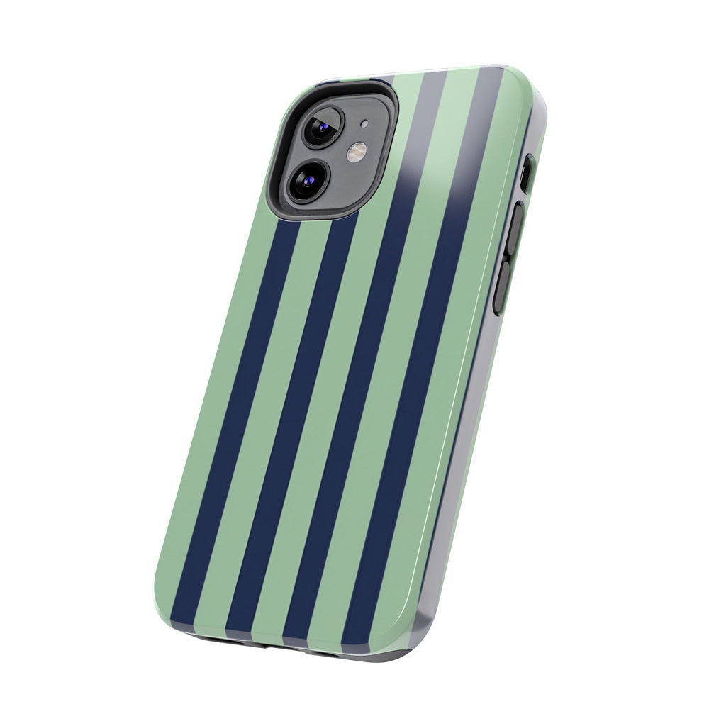 Striped Tough Phone Cases, Stylish Protective Cover, Modern Pattern Cellphone Accessories, Blue Green iPhone Samsung Galaxy Case, Cool Phone