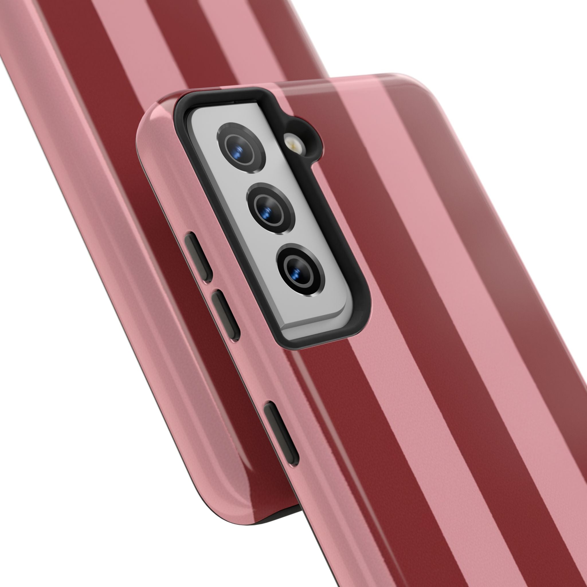Striped Tough Phone Cases, Pink Red Cool Accessories, Protective Phone Covers, Trendy Mobile Cases, Stylish Device Protectors