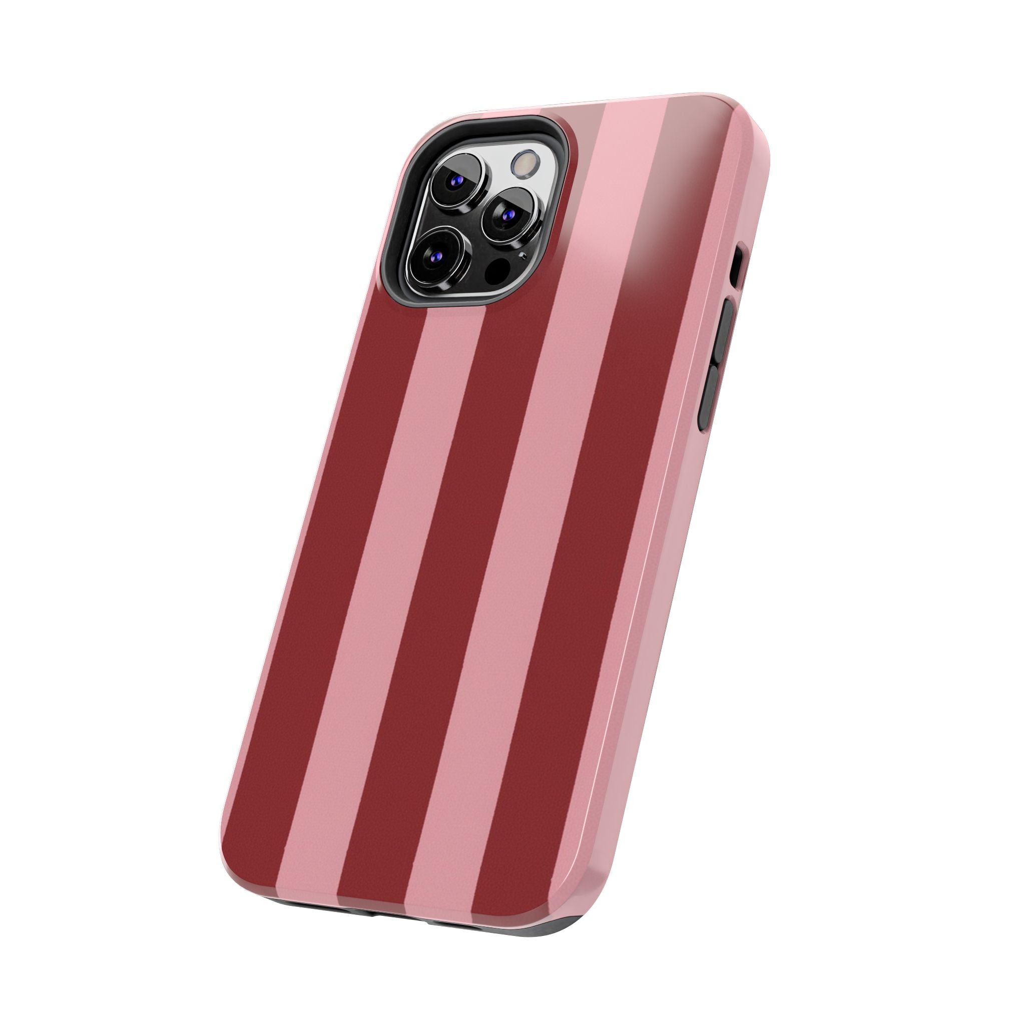 Striped Tough Phone Cases, Pink Red Cool Accessories, Protective Phone Covers, Trendy Mobile Cases, Stylish Device Protectors