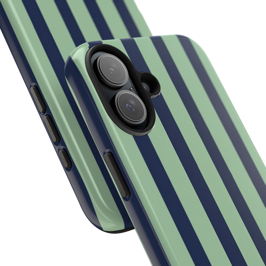 Striped Tough Phone Cases, Stylish Protective Cover, Modern Pattern Cellphone Accessories, Blue Green iPhone Samsung Galaxy Case, Cool Phone