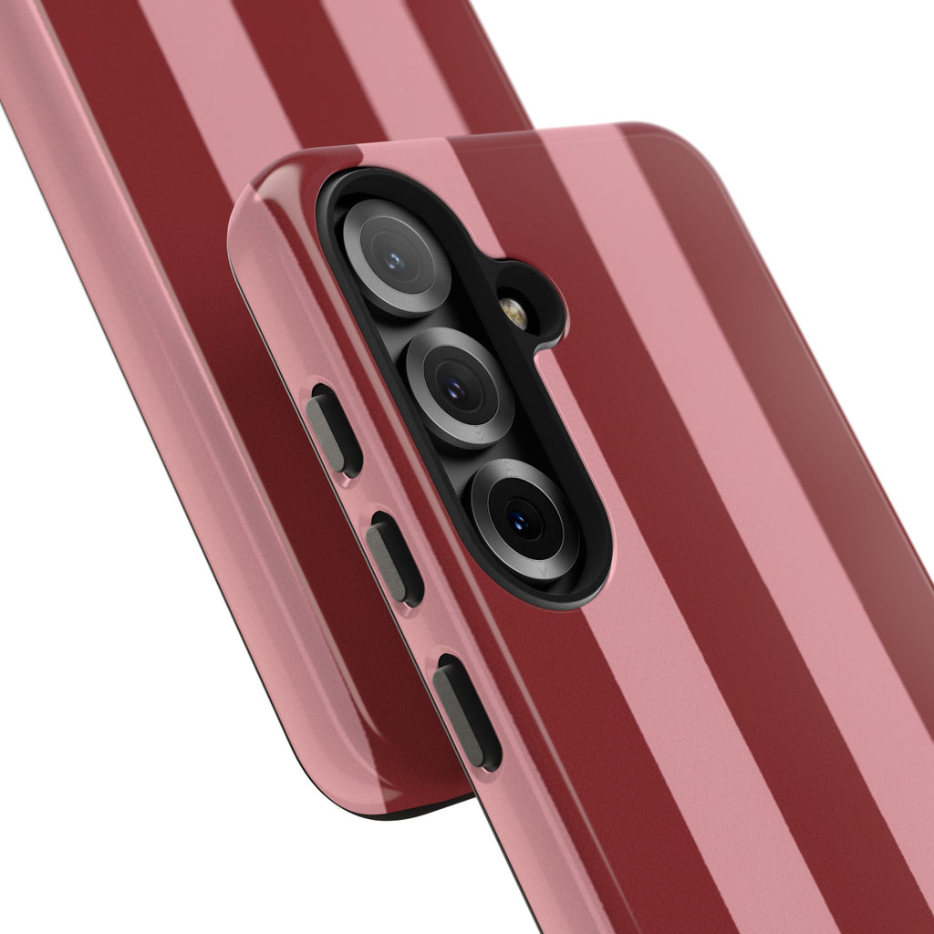 Striped Tough Phone Cases, Pink Red Cool Accessories, Protective Phone Covers, Trendy Mobile Cases, Stylish Device Protectors