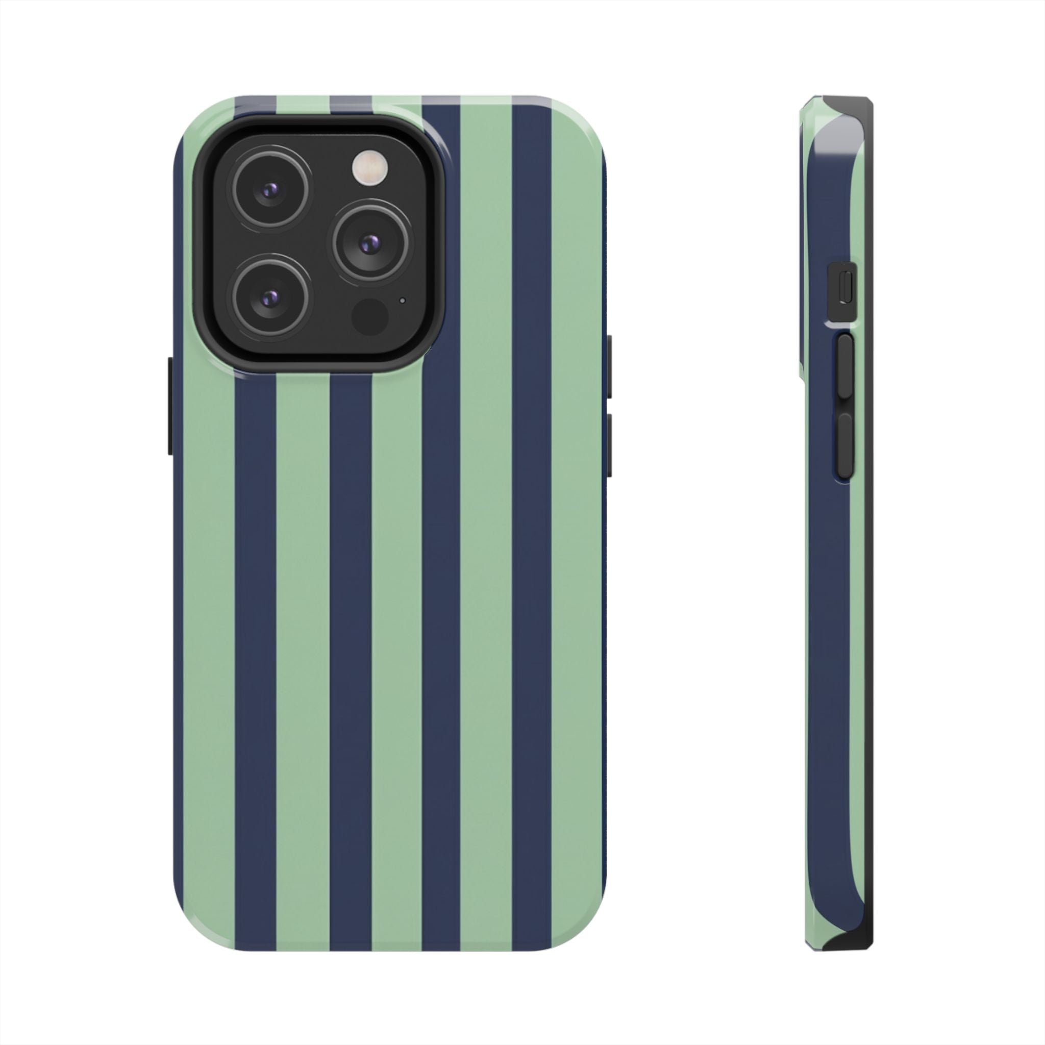 Striped Tough Phone Cases, Stylish Protective Cover, Modern Pattern Cellphone Accessories, Blue Green iPhone Samsung Galaxy Case, Cool Phone
