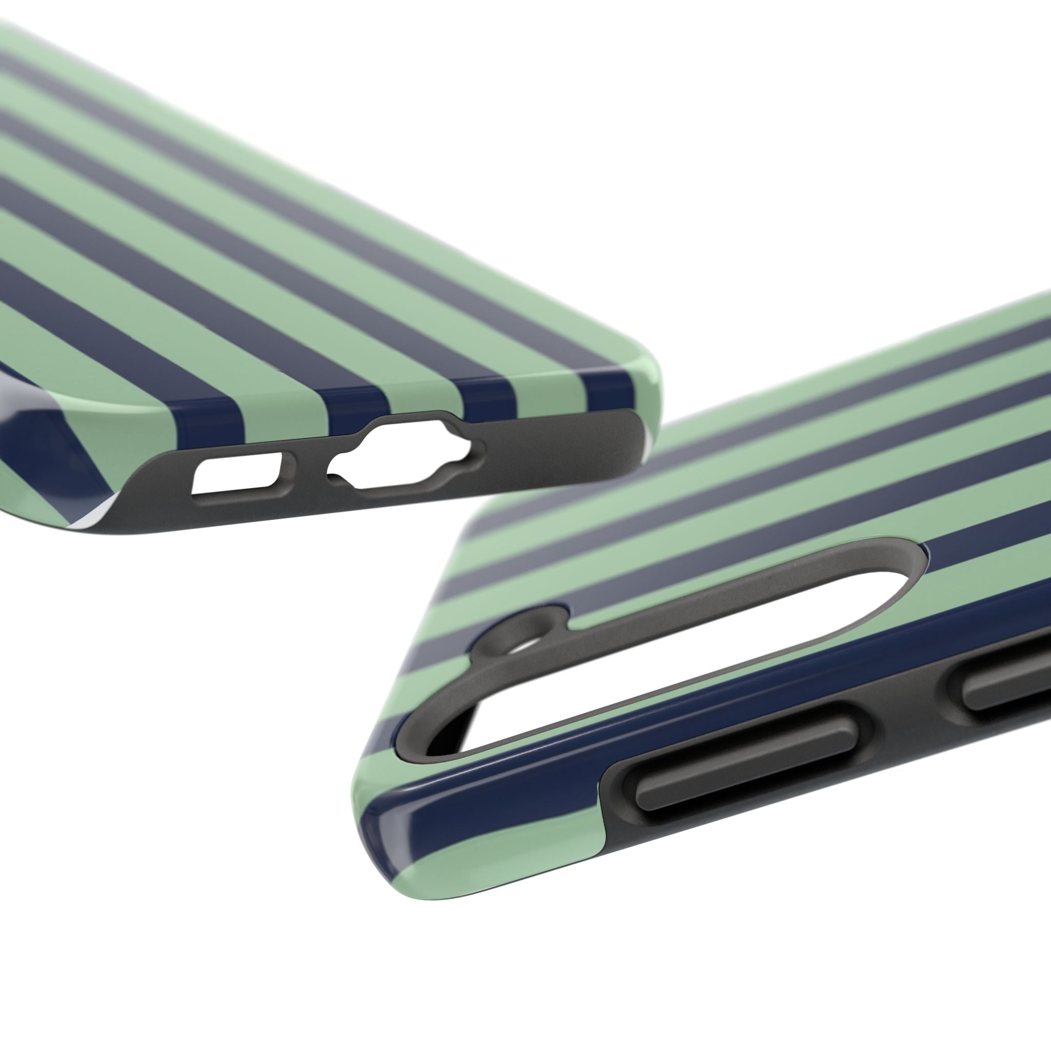 Striped Tough Phone Cases, Stylish Protective Cover, Modern Pattern Cellphone Accessories, Blue Green iPhone Samsung Galaxy Case, Cool Phone