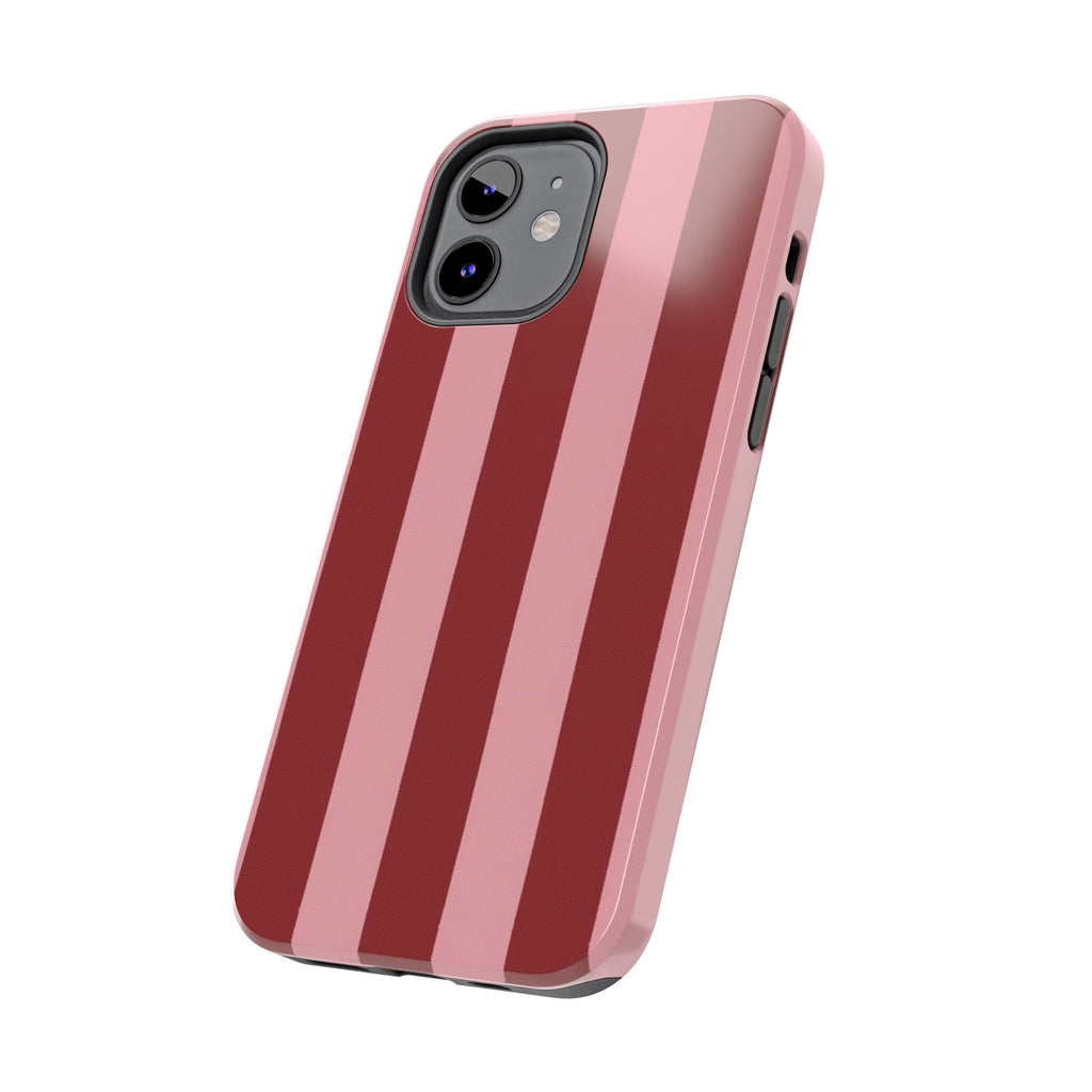 Striped Tough Phone Cases, Pink Red Cool Accessories, Protective Phone Covers, Trendy Mobile Cases, Stylish Device Protectors