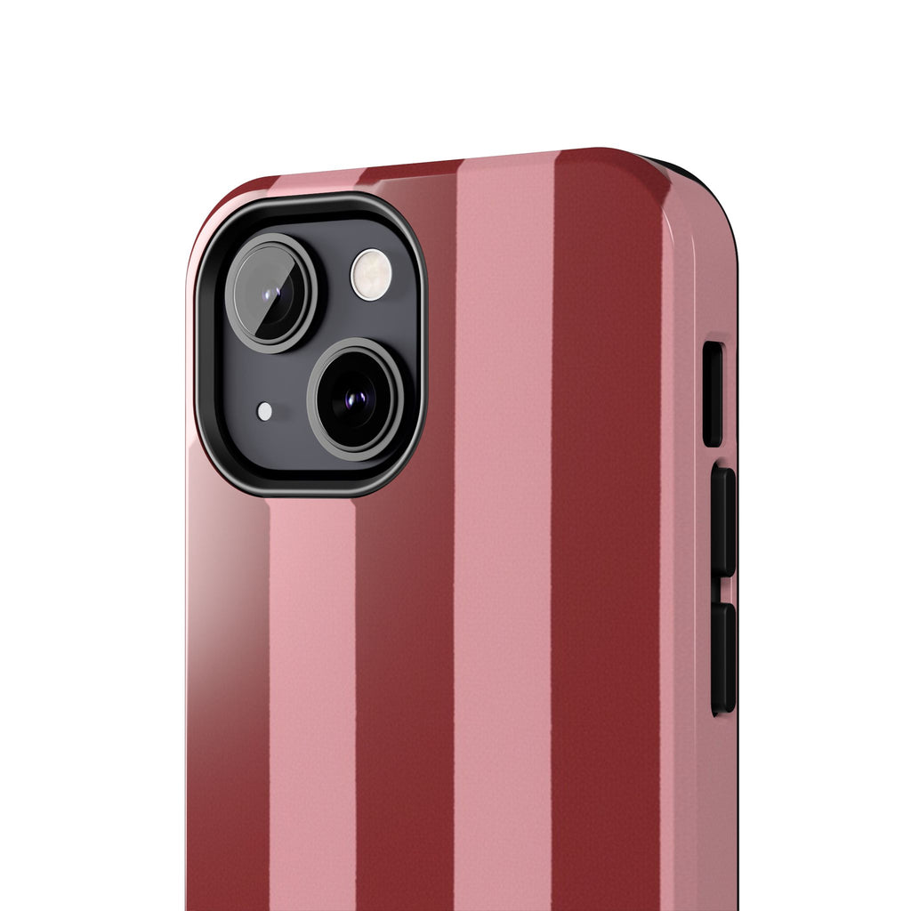 Striped Tough Phone Cases, Pink Red Cool Accessories, Protective Phone Covers, Trendy Mobile Cases, Stylish Device Protectors