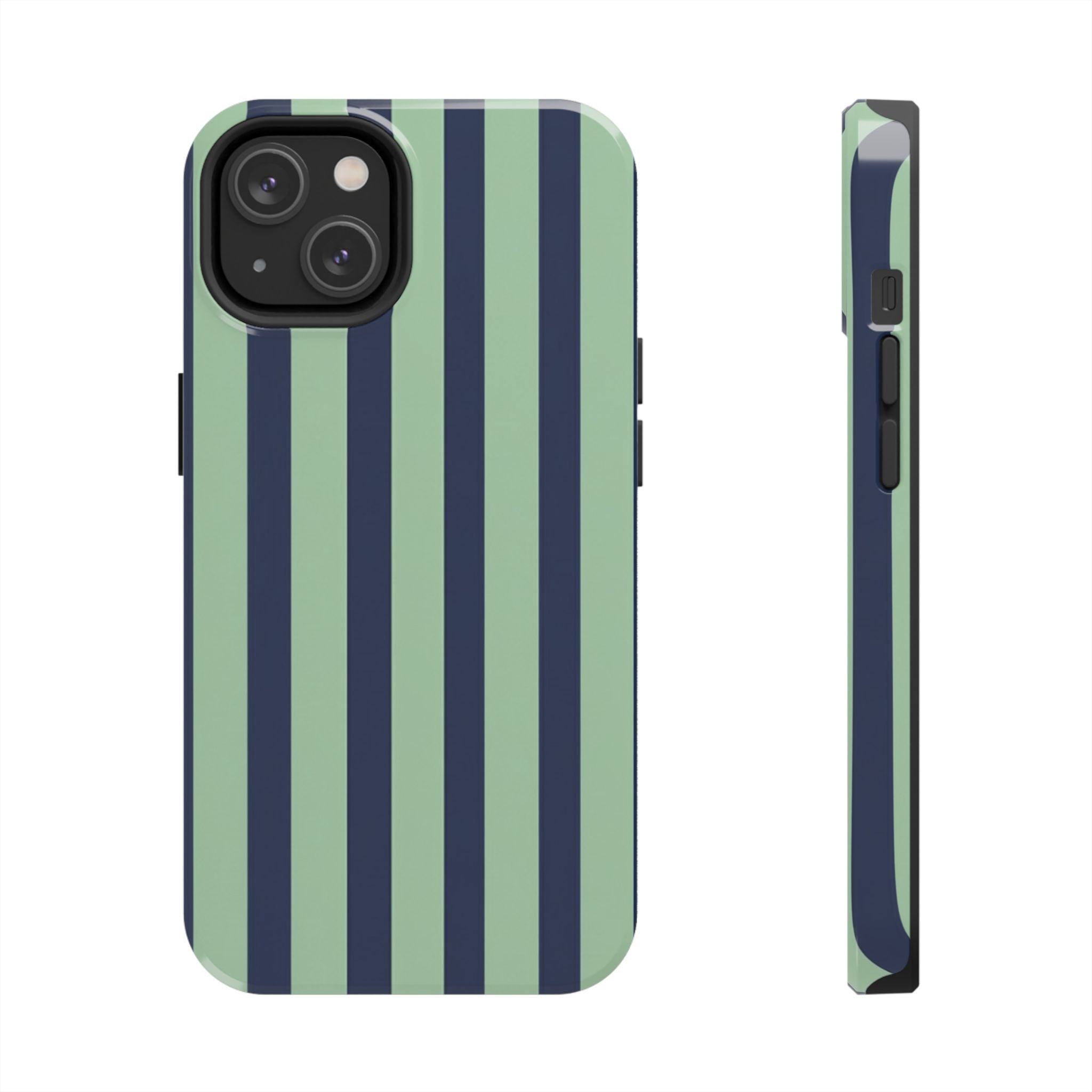 Striped Tough Phone Cases, Stylish Protective Cover, Modern Pattern Cellphone Accessories, Blue Green iPhone Samsung Galaxy Case, Cool Phone
