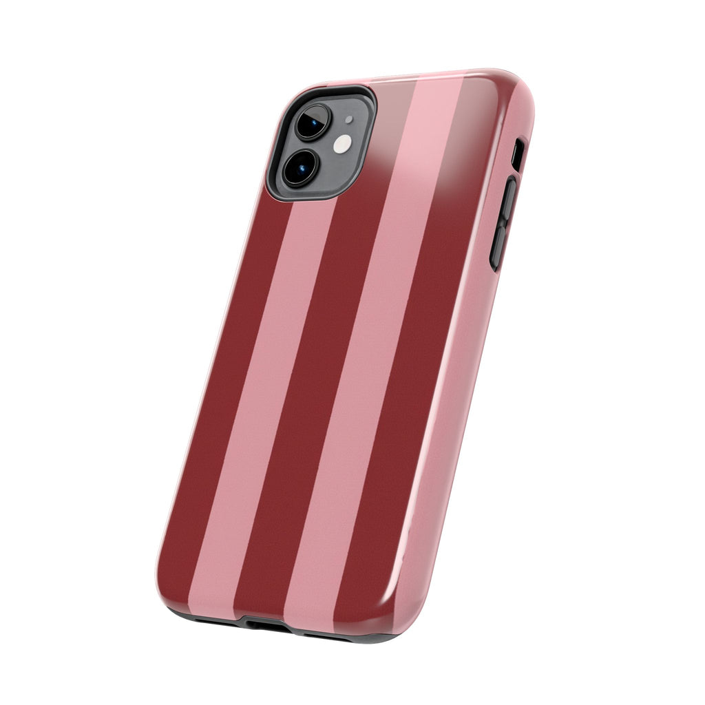 Striped Tough Phone Cases, Pink Red Cool Accessories, Protective Phone Covers, Trendy Mobile Cases, Stylish Device Protectors