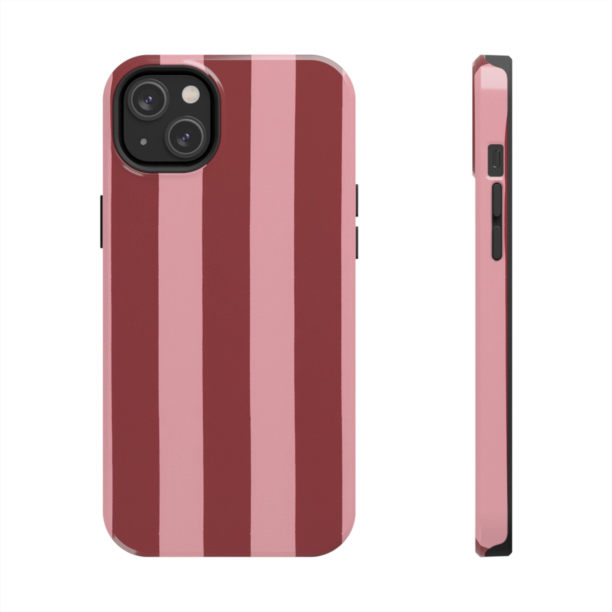Striped Tough Phone Cases, Pink Red Cool Accessories, Protective Phone Covers, Trendy Mobile Cases, Stylish Device Protectors