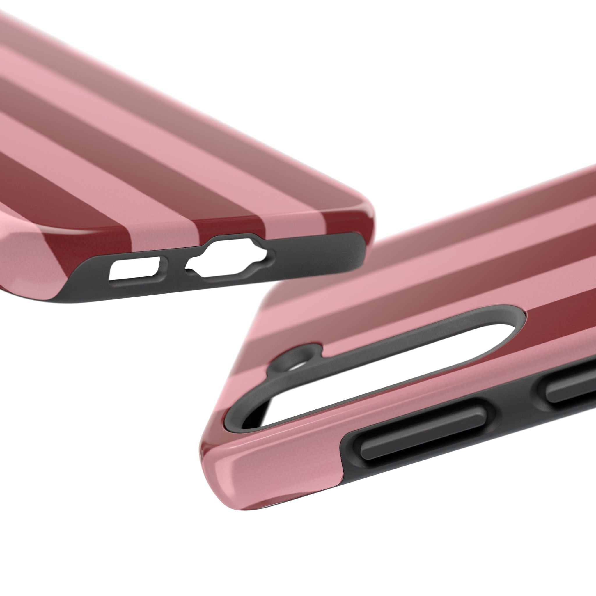 Striped Tough Phone Cases, Pink Red Cool Accessories, Protective Phone Covers, Trendy Mobile Cases, Stylish Device Protectors