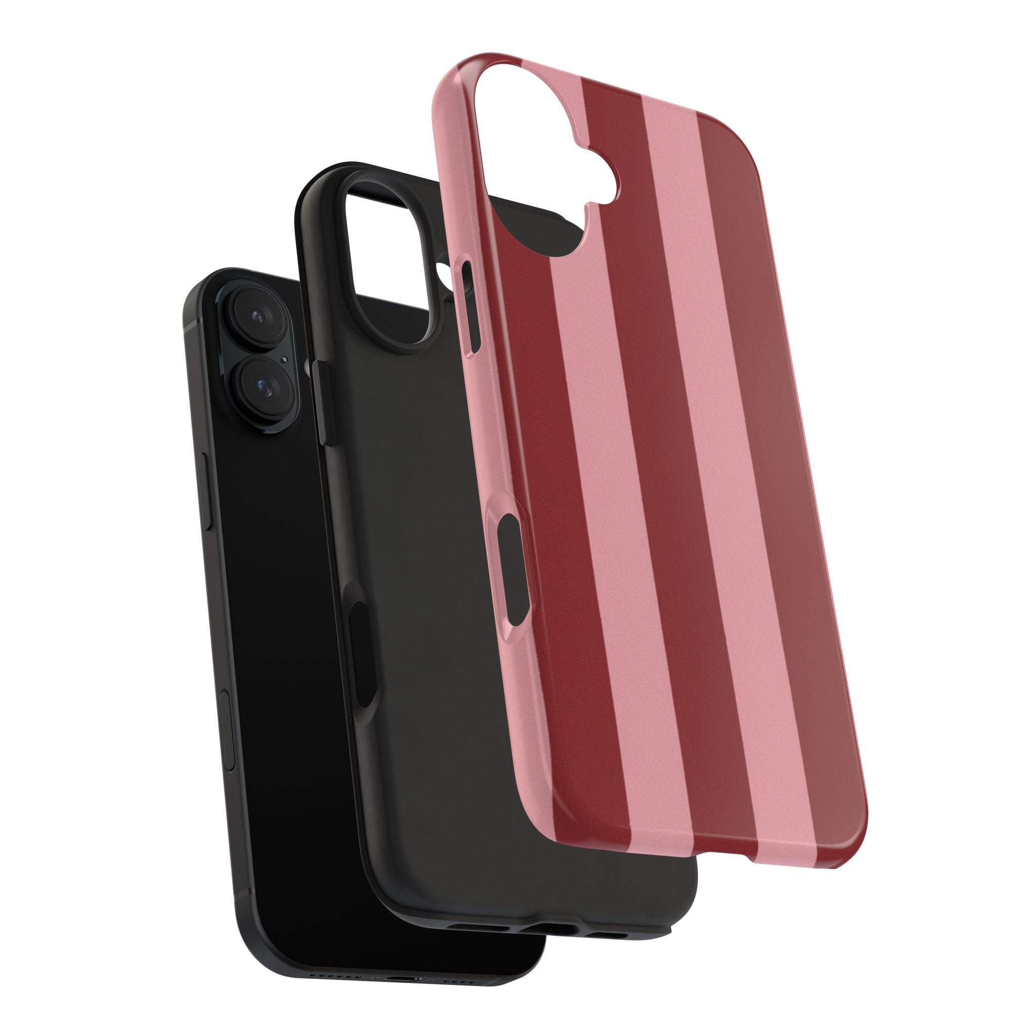 Striped Tough Phone Cases, Pink Red Cool Accessories, Protective Phone Covers, Trendy Mobile Cases, Stylish Device Protectors
