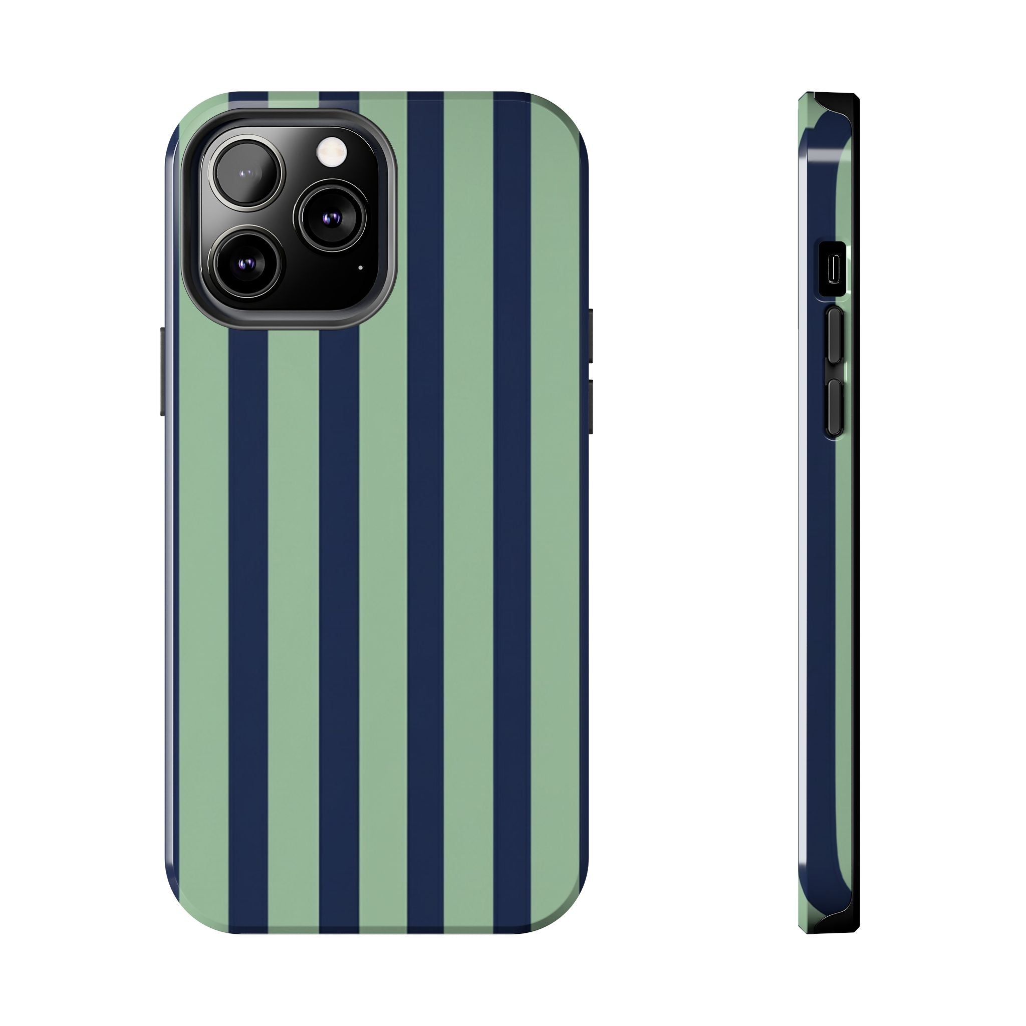 Striped Tough Phone Cases, Stylish Protective Cover, Modern Pattern Cellphone Accessories, Blue Green iPhone Samsung Galaxy Case, Cool Phone