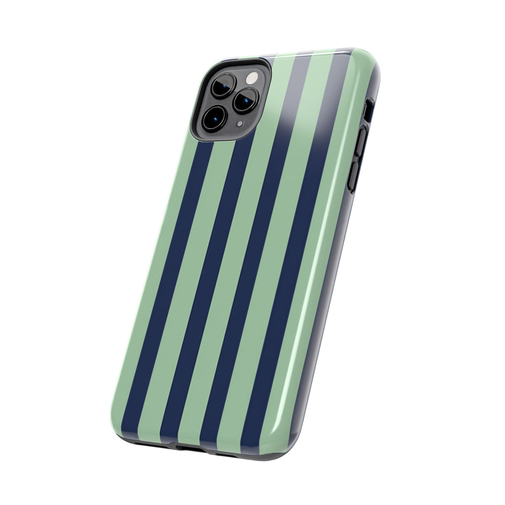 Striped Tough Phone Cases, Stylish Protective Cover, Modern Pattern Cellphone Accessories, Blue Green iPhone Samsung Galaxy Case, Cool Phone