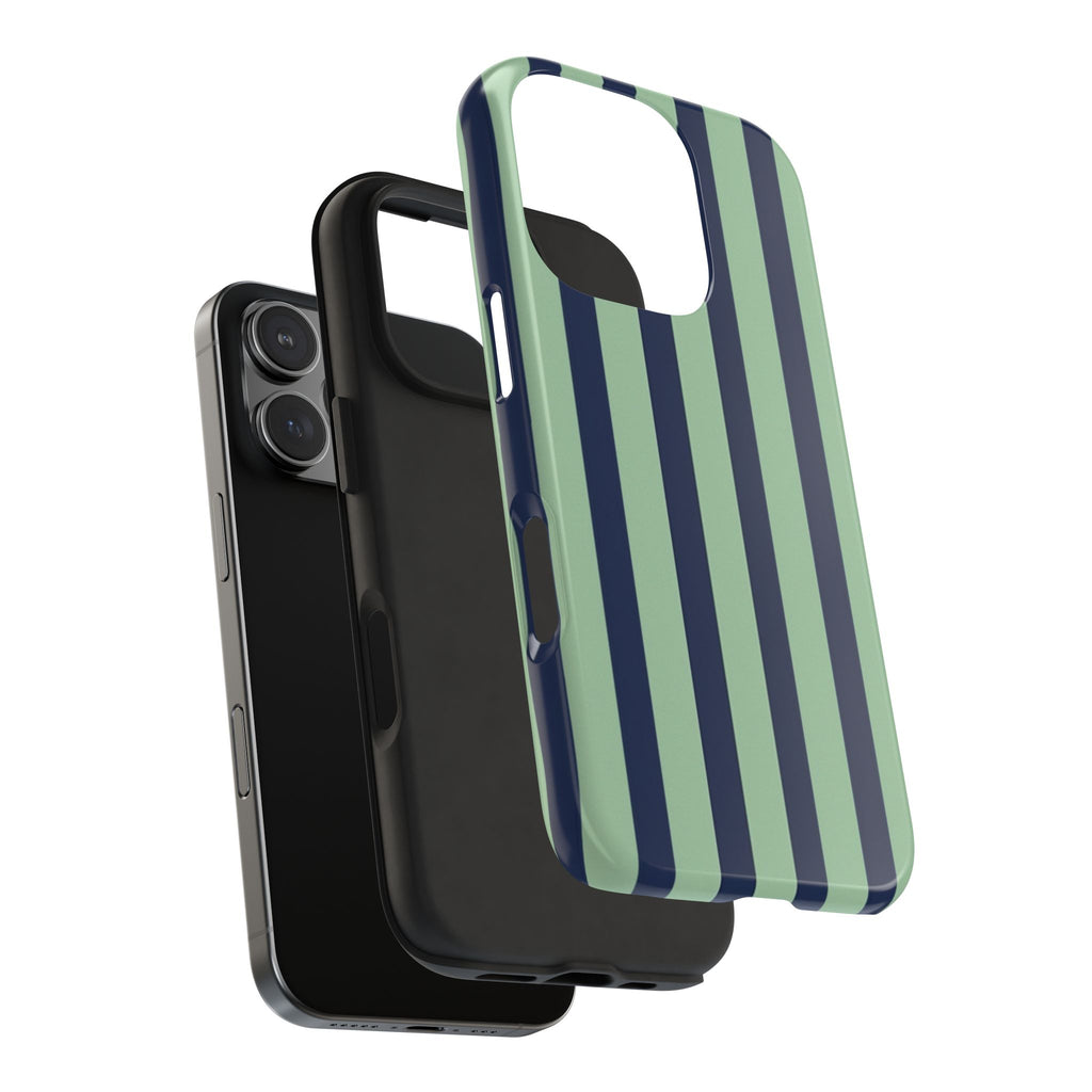 Striped Tough Phone Cases, Stylish Protective Cover, Modern Pattern Cellphone Accessories, Blue Green iPhone Samsung Galaxy Case, Cool Phone