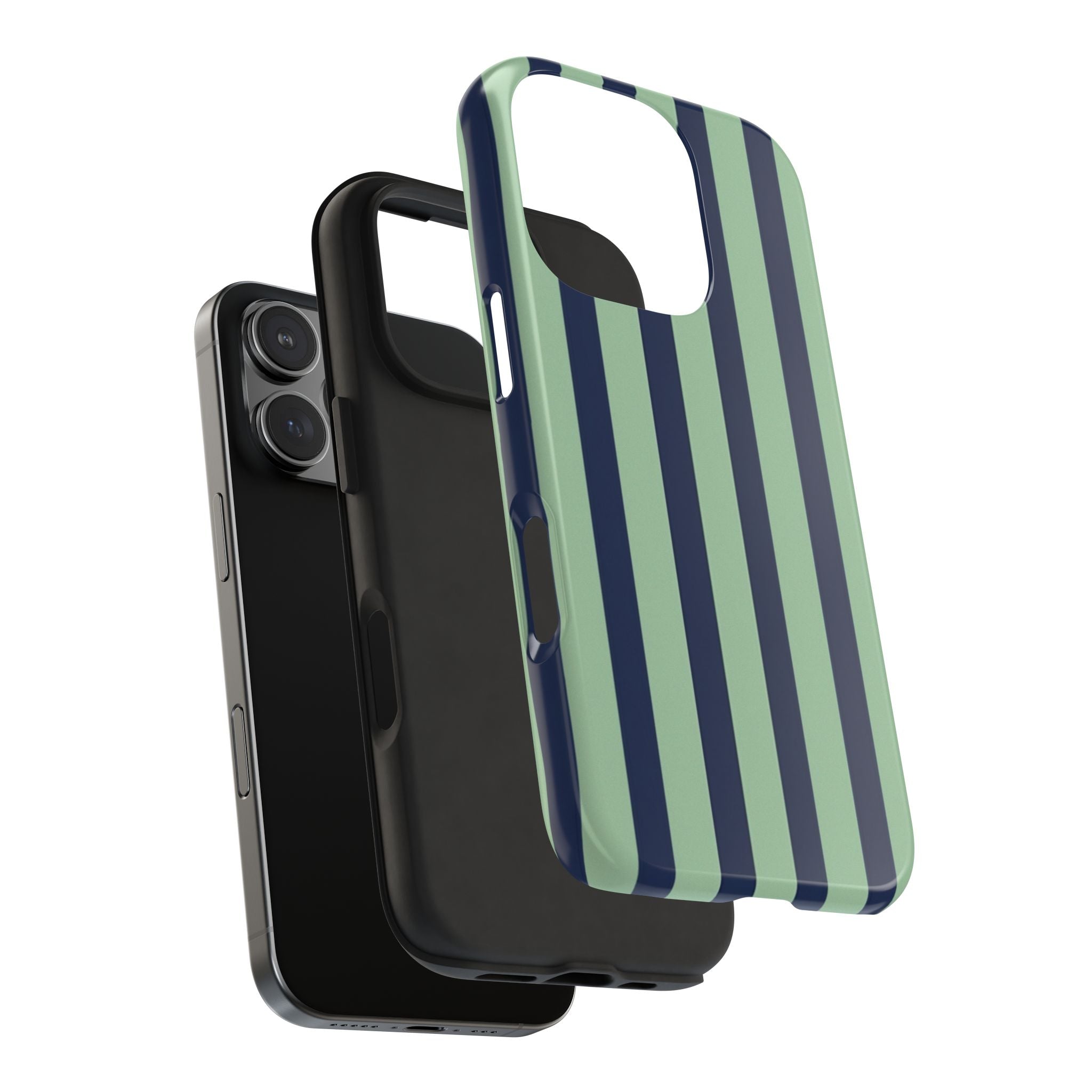 Striped Tough Phone Cases, Stylish Protective Cover, Modern Pattern Cellphone Accessories, Blue Green iPhone Samsung Galaxy Case, Cool Phone