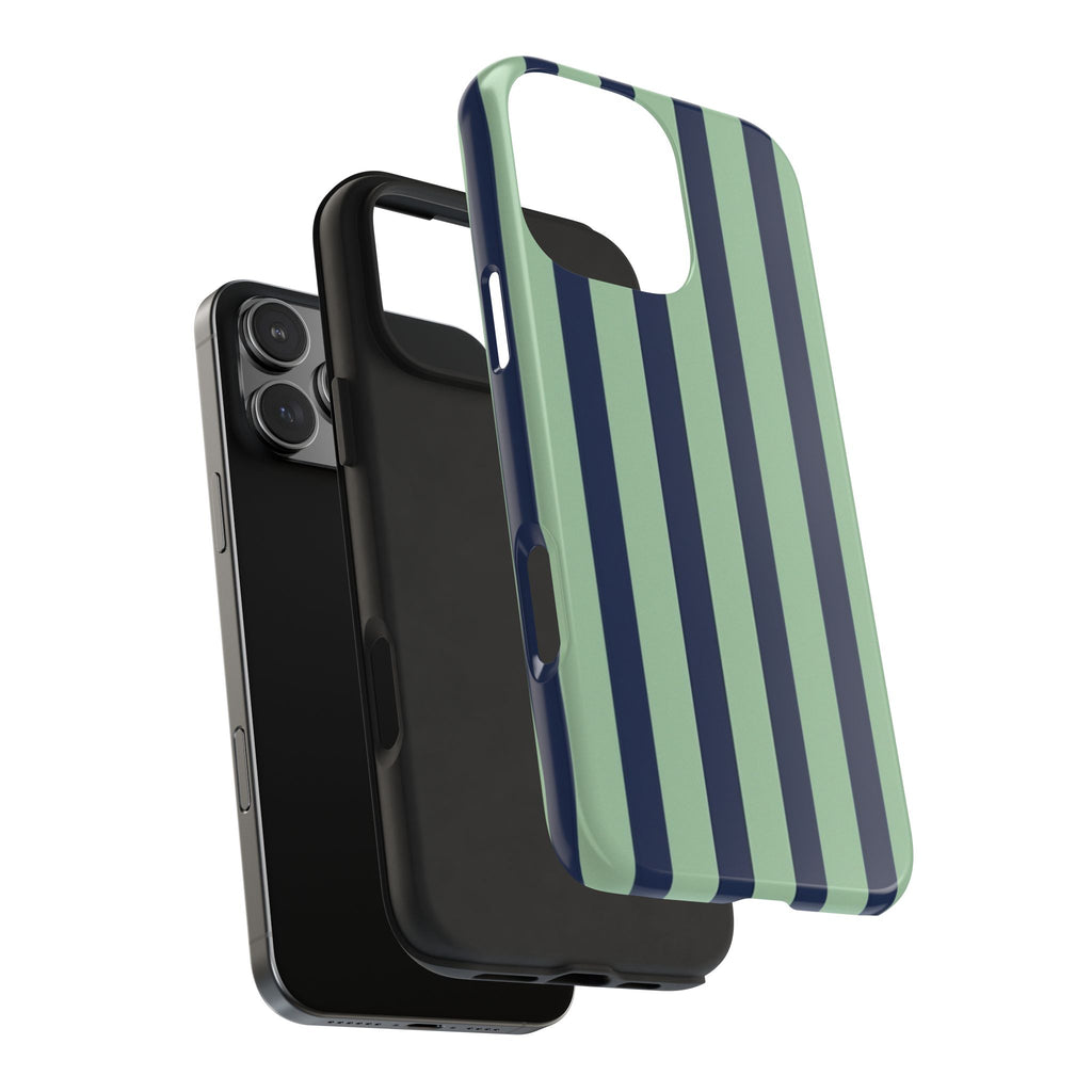 Striped Tough Phone Cases, Stylish Protective Cover, Modern Pattern Cellphone Accessories, Blue Green iPhone Samsung Galaxy Case, Cool Phone