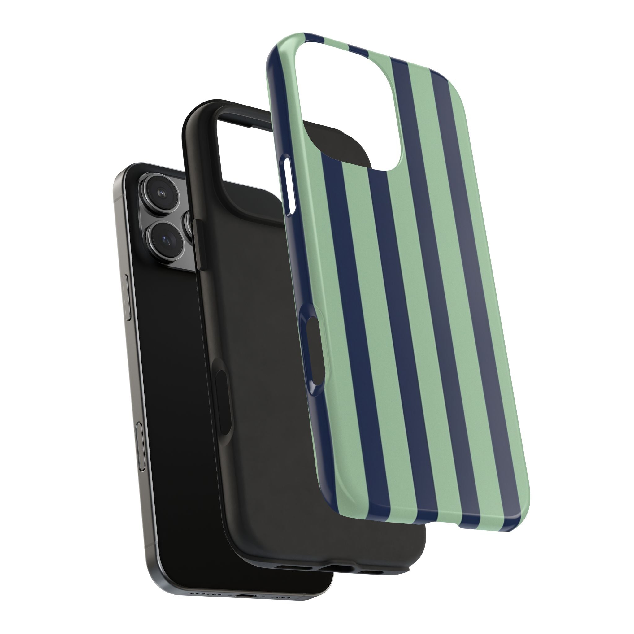 Striped Tough Phone Cases, Stylish Protective Cover, Modern Pattern Cellphone Accessories, Blue Green iPhone Samsung Galaxy Case, Cool Phone