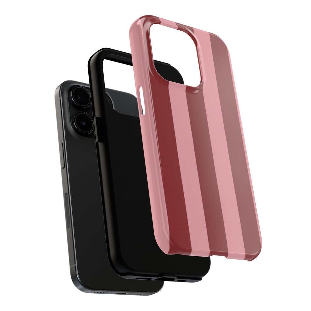 Striped Tough Phone Cases, Pink Red Cool Accessories, Protective Phone Covers, Trendy Mobile Cases, Stylish Device Protectors