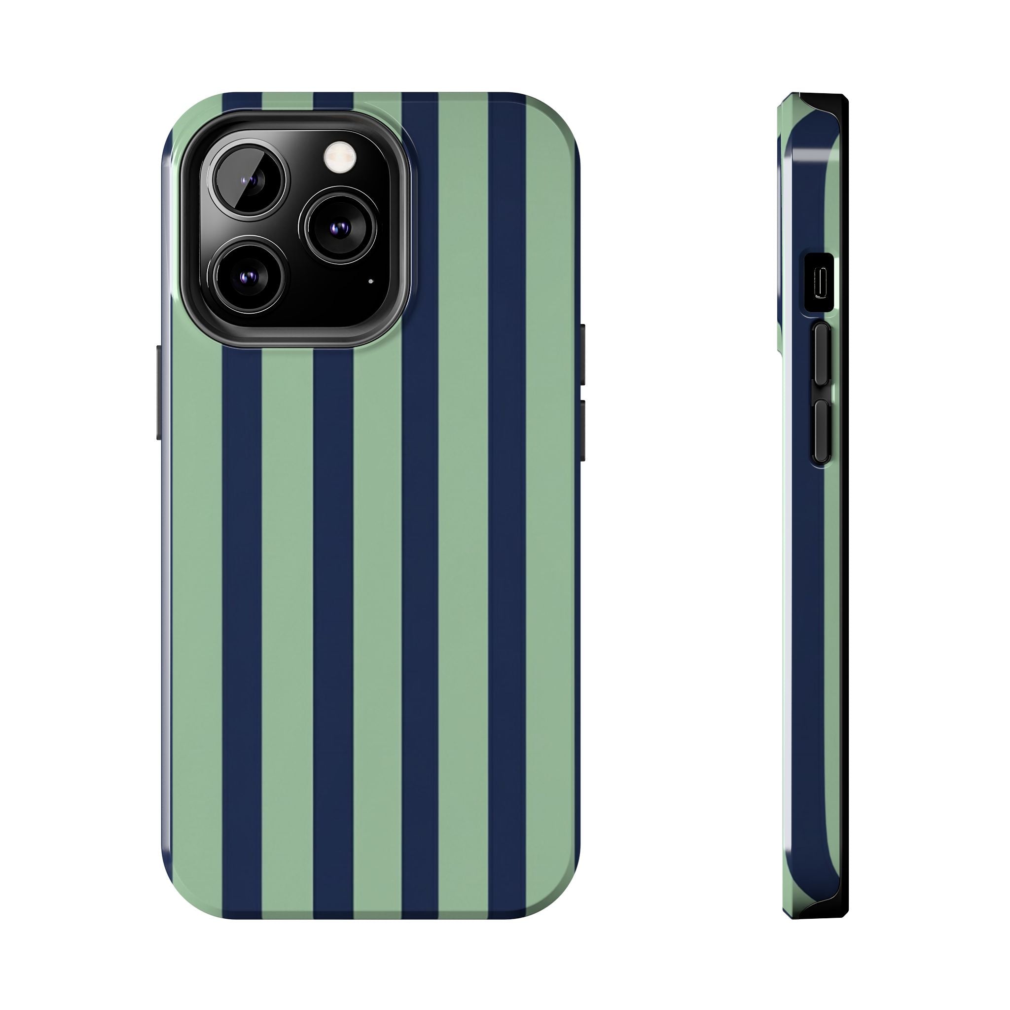 Striped Tough Phone Cases, Stylish Protective Cover, Modern Pattern Cellphone Accessories, Blue Green iPhone Samsung Galaxy Case, Cool Phone