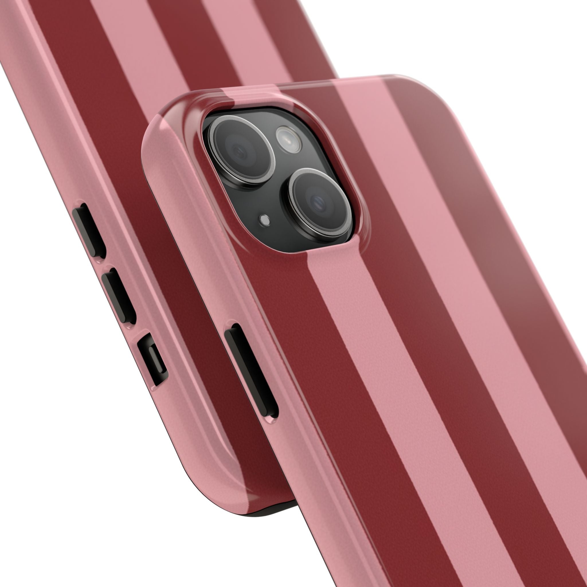 Striped Tough Phone Cases, Pink Red Cool Accessories, Protective Phone Covers, Trendy Mobile Cases, Stylish Device Protectors