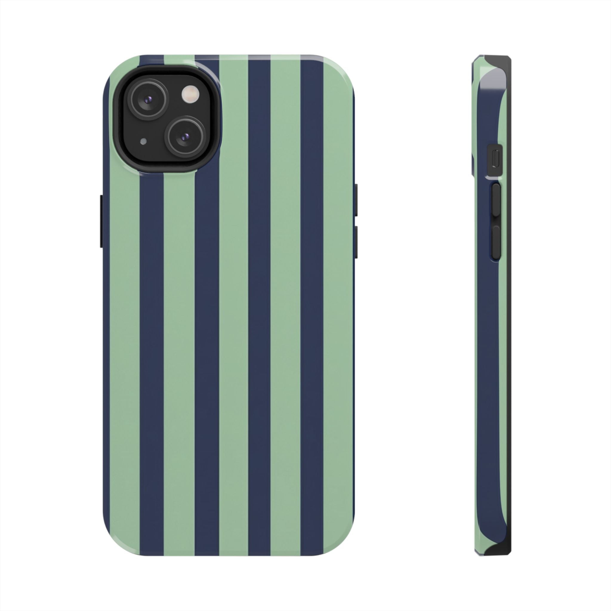Striped Tough Phone Cases, Stylish Protective Cover, Modern Pattern Cellphone Accessories, Blue Green iPhone Samsung Galaxy Case, Cool Phone