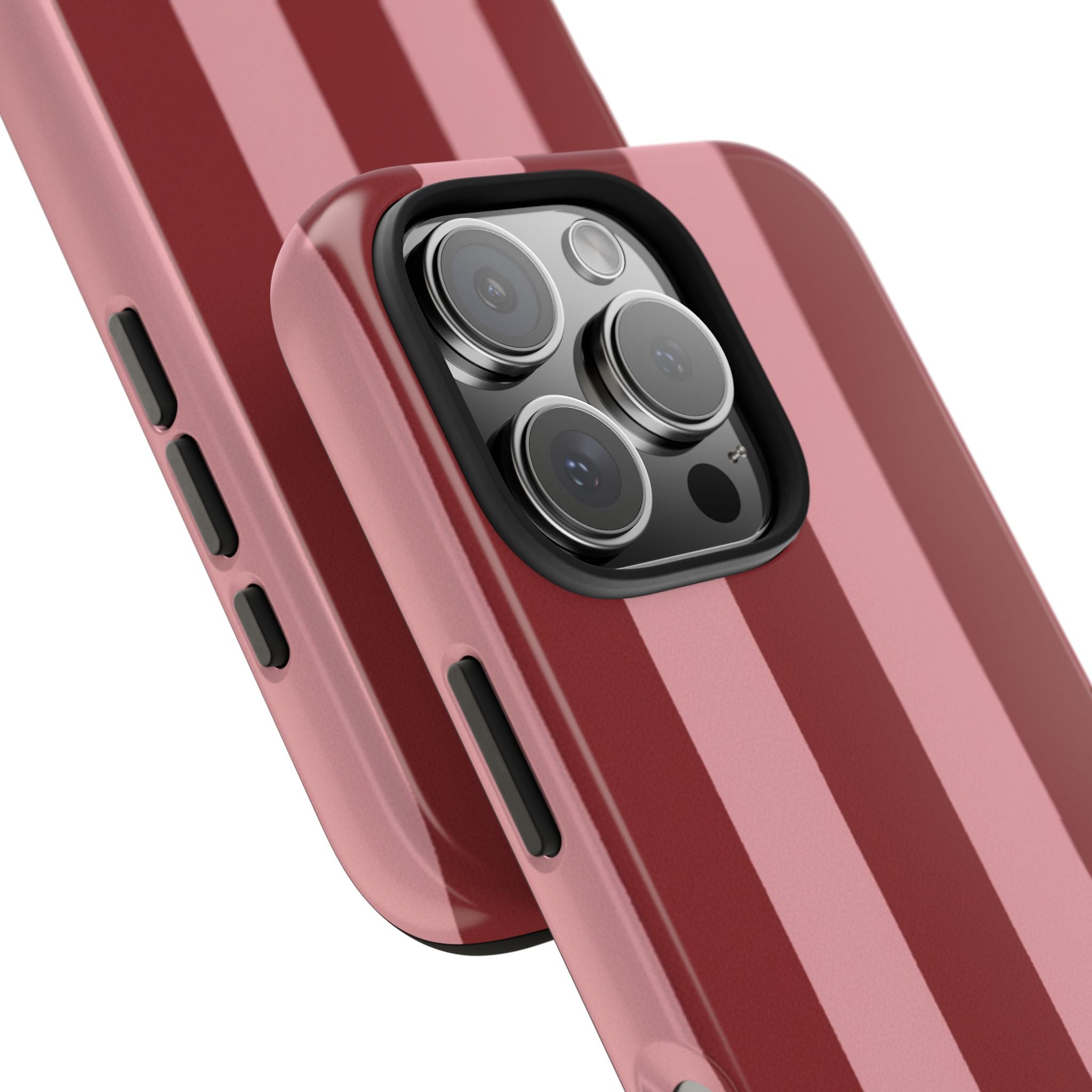 Striped Tough Phone Cases, Pink Red Cool Accessories, Protective Phone Covers, Trendy Mobile Cases, Stylish Device Protectors
