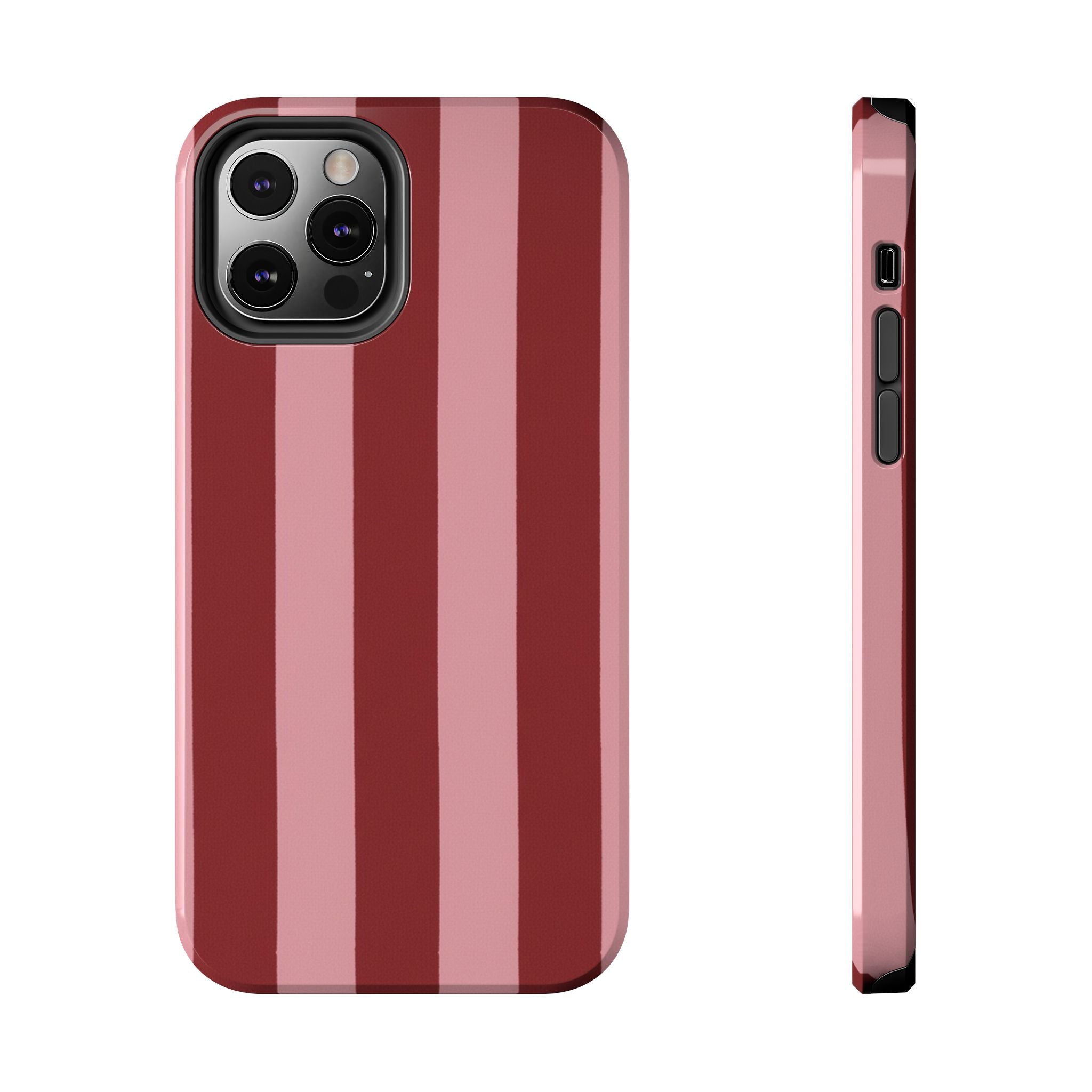 Striped Tough Phone Cases, Pink Red Cool Accessories, Protective Phone Covers, Trendy Mobile Cases, Stylish Device Protectors