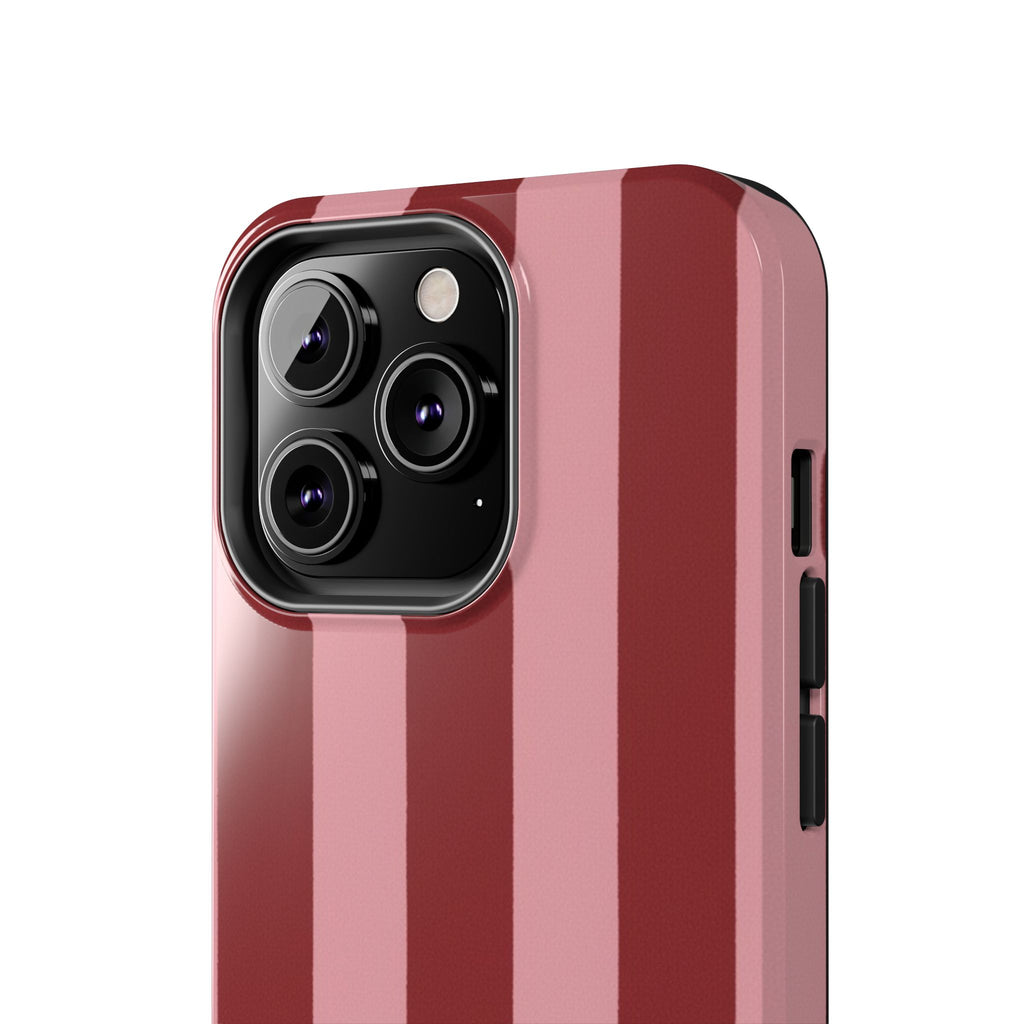 Striped Tough Phone Cases, Pink Red Cool Accessories, Protective Phone Covers, Trendy Mobile Cases, Stylish Device Protectors