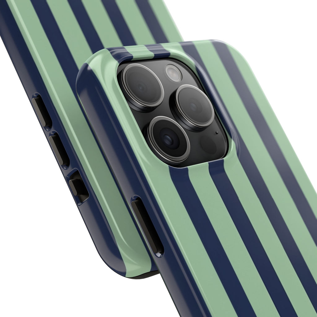Striped Tough Phone Cases, Stylish Protective Cover, Modern Pattern Cellphone Accessories, Blue Green iPhone Samsung Galaxy Case, Cool Phone