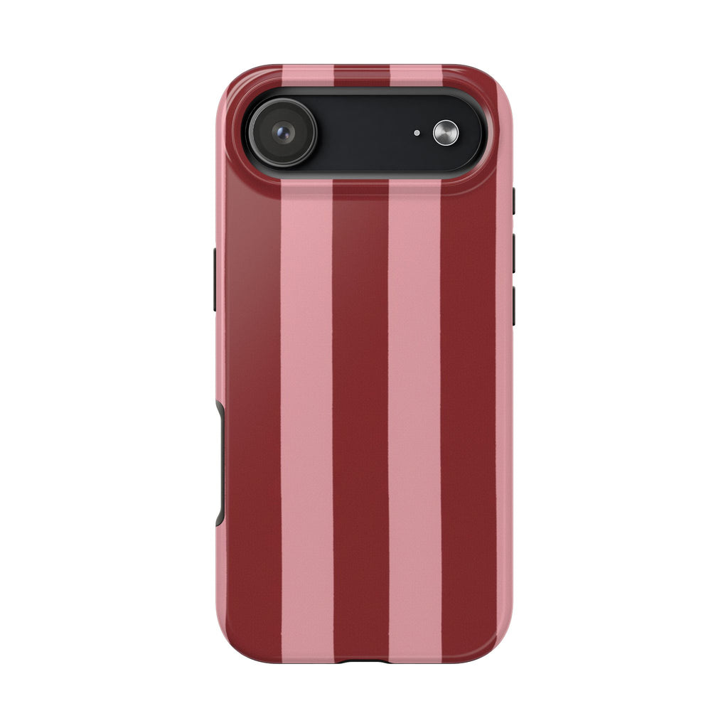 Striped Tough Phone Cases, Pink Red Cool Accessories, Protective Phone Covers, Trendy Mobile Cases, Stylish Device Protectors