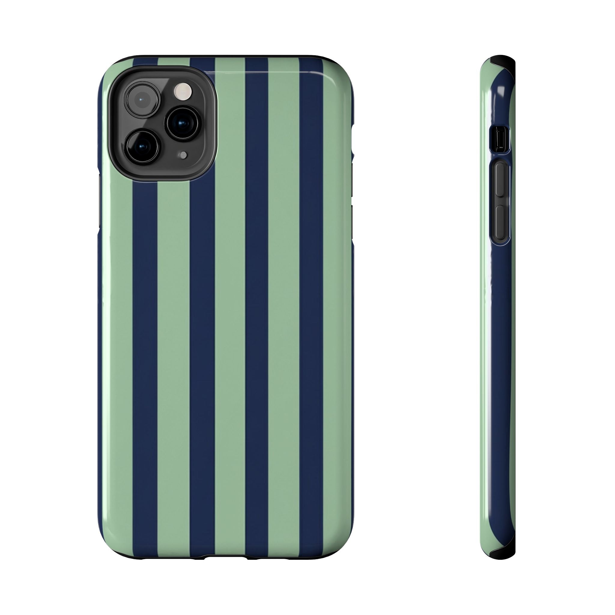 Striped Tough Phone Cases, Stylish Protective Cover, Modern Pattern Cellphone Accessories, Blue Green iPhone Samsung Galaxy Case, Cool Phone