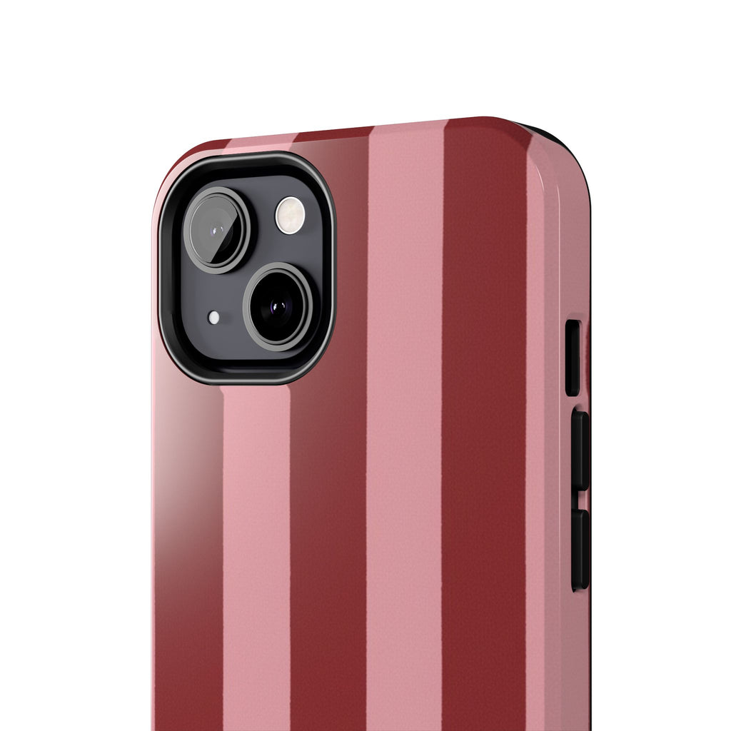 Striped Tough Phone Cases, Pink Red Cool Accessories, Protective Phone Covers, Trendy Mobile Cases, Stylish Device Protectors