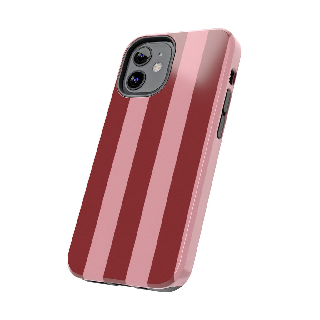 Striped Tough Phone Cases, Pink Red Cool Accessories, Protective Phone Covers, Trendy Mobile Cases, Stylish Device Protectors
