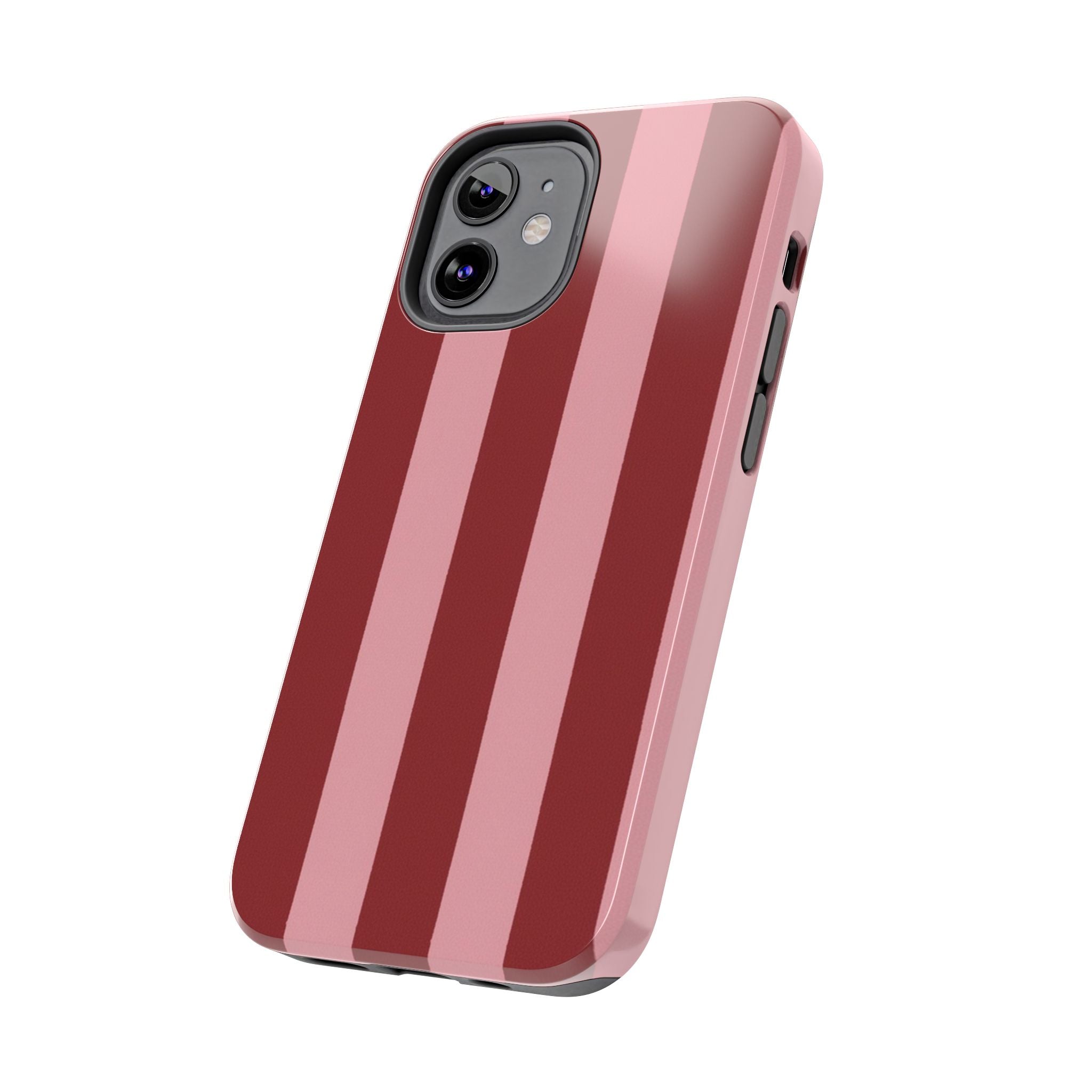 Striped Tough Phone Cases, Pink Red Cool Accessories, Protective Phone Covers, Trendy Mobile Cases, Stylish Device Protectors