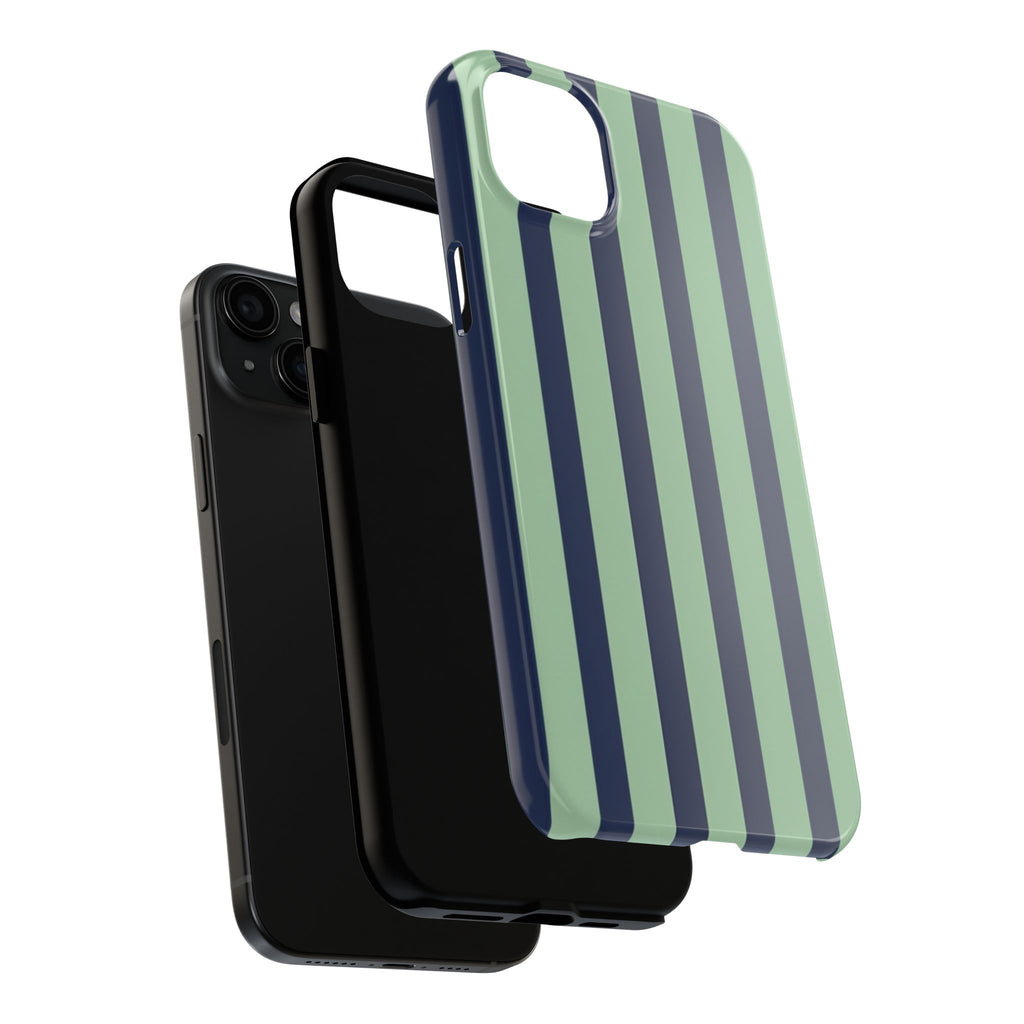 Striped Tough Phone Cases, Stylish Protective Cover, Modern Pattern Cellphone Accessories, Blue Green iPhone Samsung Galaxy Case, Cool Phone