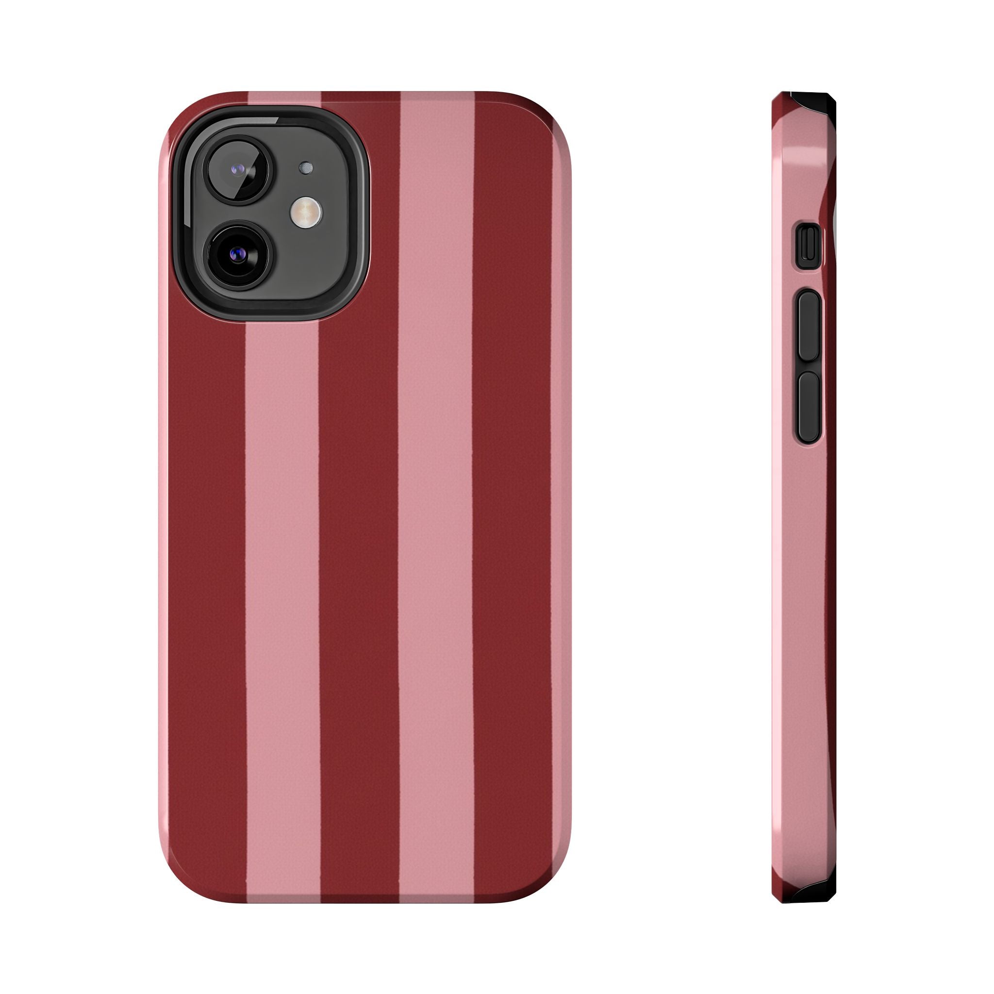 Striped Tough Phone Cases, Pink Red Cool Accessories, Protective Phone Covers, Trendy Mobile Cases, Stylish Device Protectors