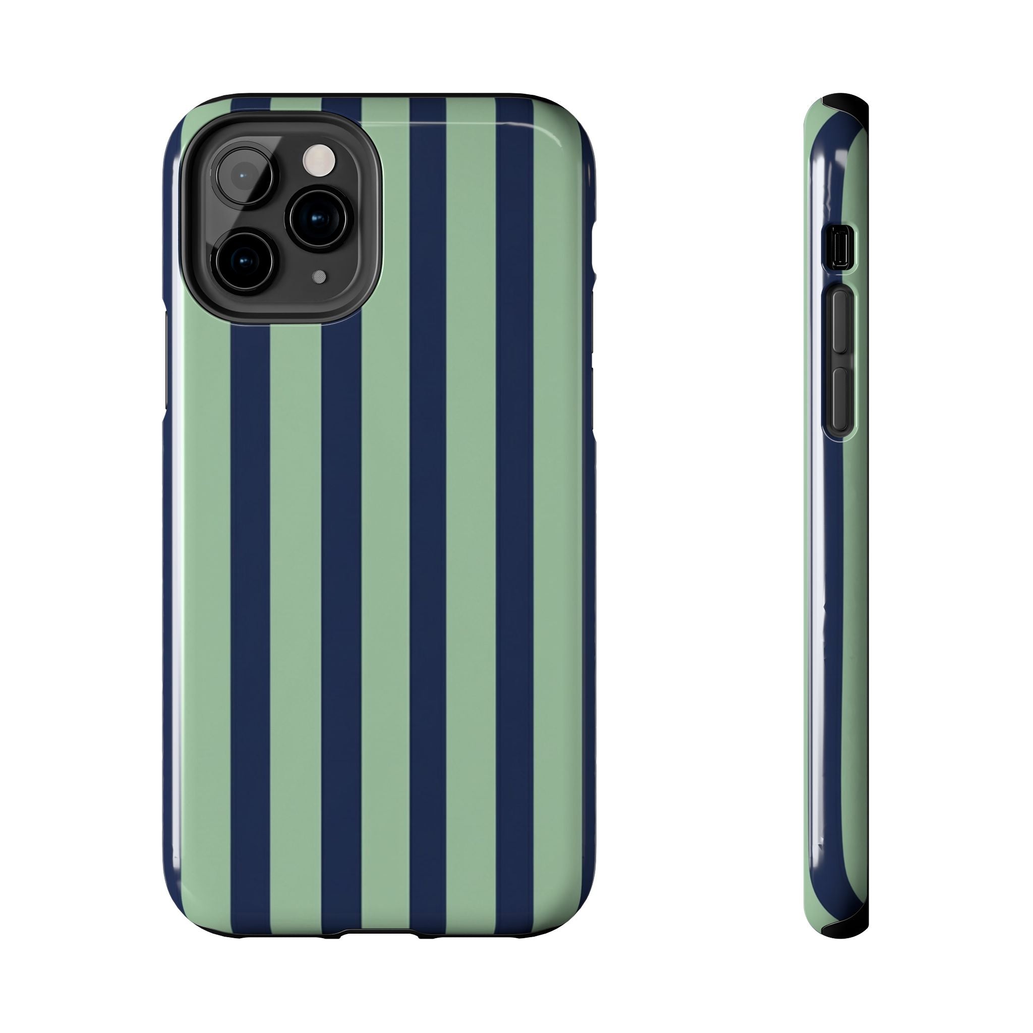 Striped Tough Phone Cases, Stylish Protective Cover, Modern Pattern Cellphone Accessories, Blue Green iPhone Samsung Galaxy Case, Cool Phone