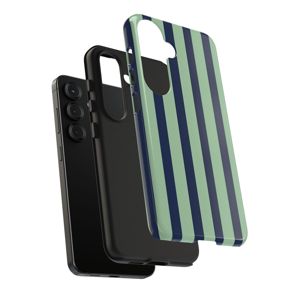 Striped Tough Phone Cases, Stylish Protective Cover, Modern Pattern Cellphone Accessories, Blue Green iPhone Samsung Galaxy Case, Cool Phone