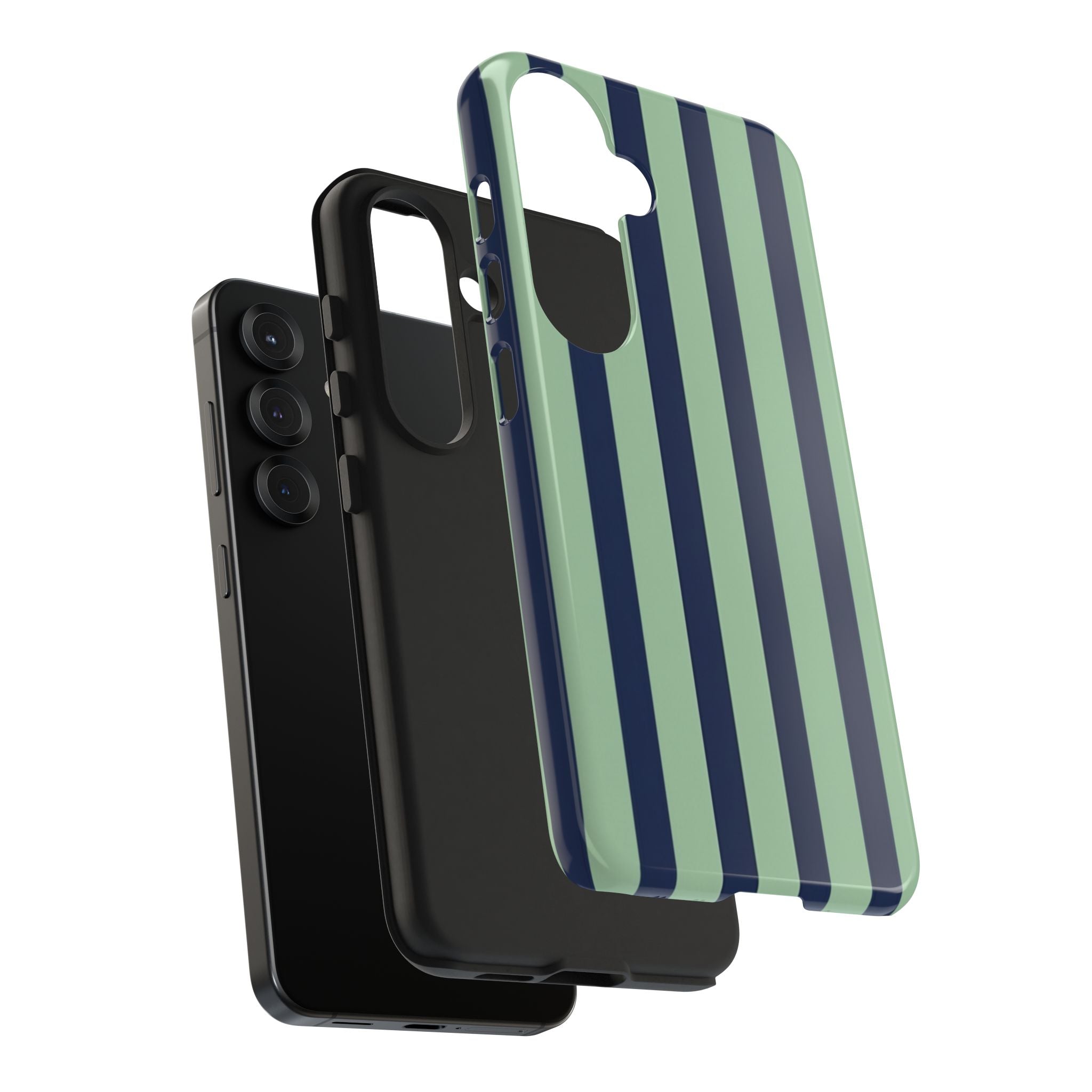 Striped Tough Phone Cases, Stylish Protective Cover, Modern Pattern Cellphone Accessories, Blue Green iPhone Samsung Galaxy Case, Cool Phone