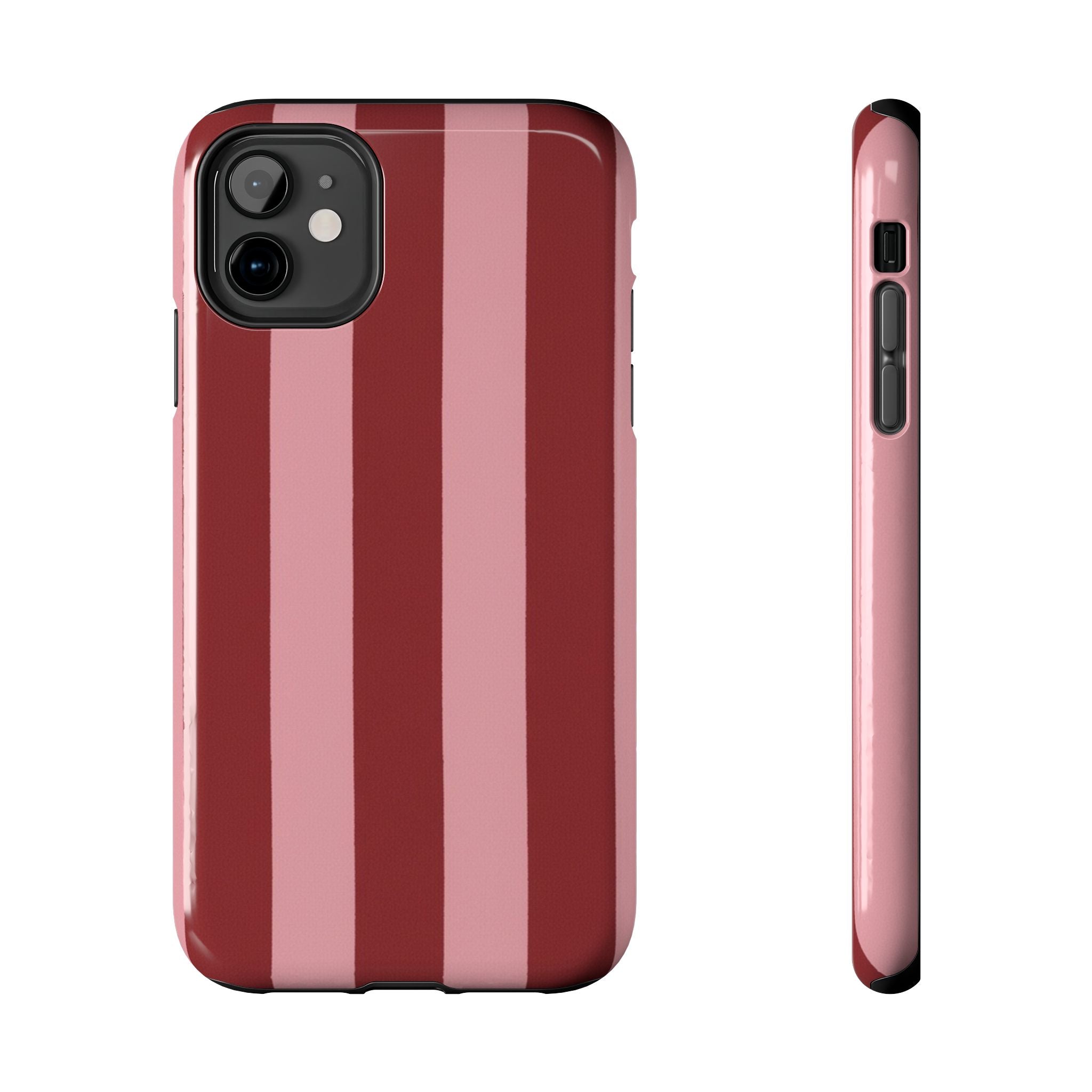 Striped Tough Phone Cases, Pink Red Cool Accessories, Protective Phone Covers, Trendy Mobile Cases, Stylish Device Protectors