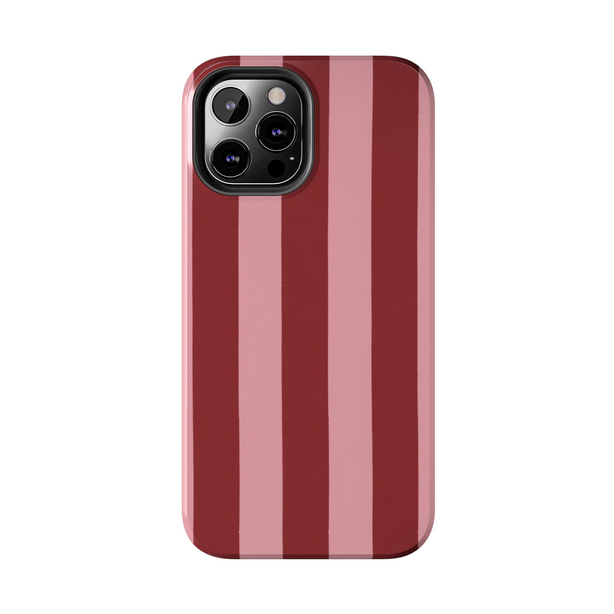 Striped Tough Phone Cases, Pink Red Cool Accessories, Protective Phone Covers, Trendy Mobile Cases, Stylish Device Protectors