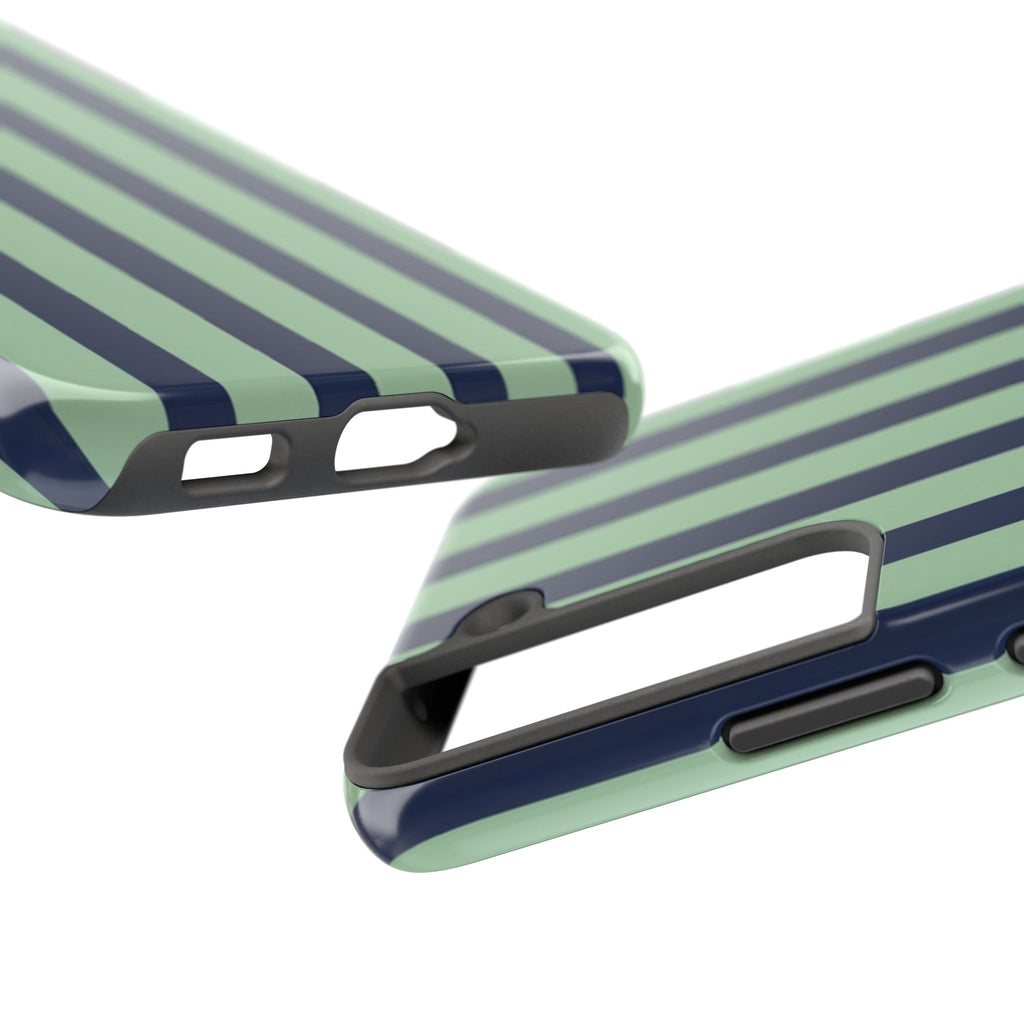 Striped Tough Phone Cases, Stylish Protective Cover, Modern Pattern Cellphone Accessories, Blue Green iPhone Samsung Galaxy Case, Cool Phone