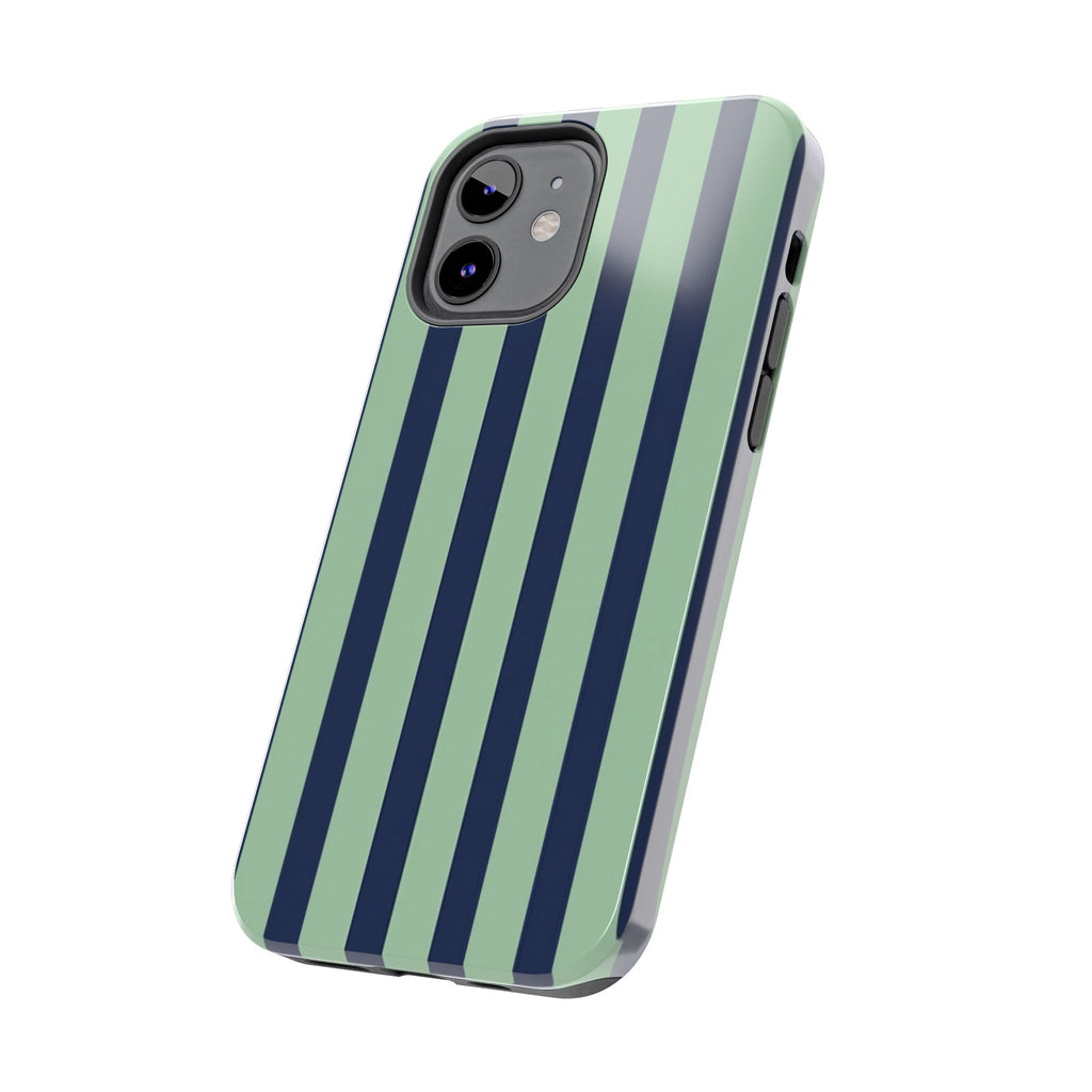 Striped Tough Phone Cases, Stylish Protective Cover, Modern Pattern Cellphone Accessories, Blue Green iPhone Samsung Galaxy Case, Cool Phone
