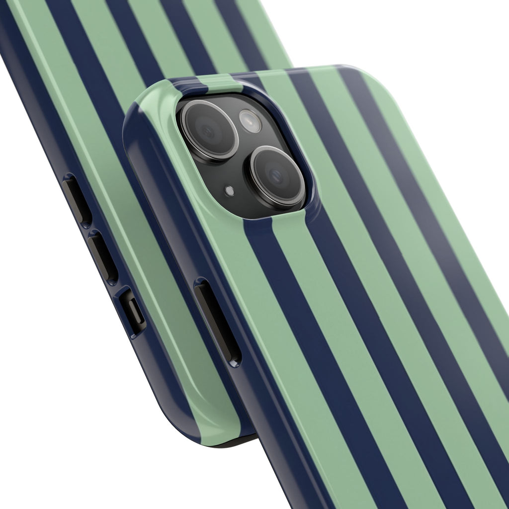 Striped Tough Phone Cases, Stylish Protective Cover, Modern Pattern Cellphone Accessories, Blue Green iPhone Samsung Galaxy Case, Cool Phone