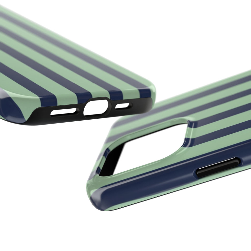 Striped Tough Phone Cases, Stylish Protective Cover, Modern Pattern Cellphone Accessories, Blue Green iPhone Samsung Galaxy Case, Cool Phone