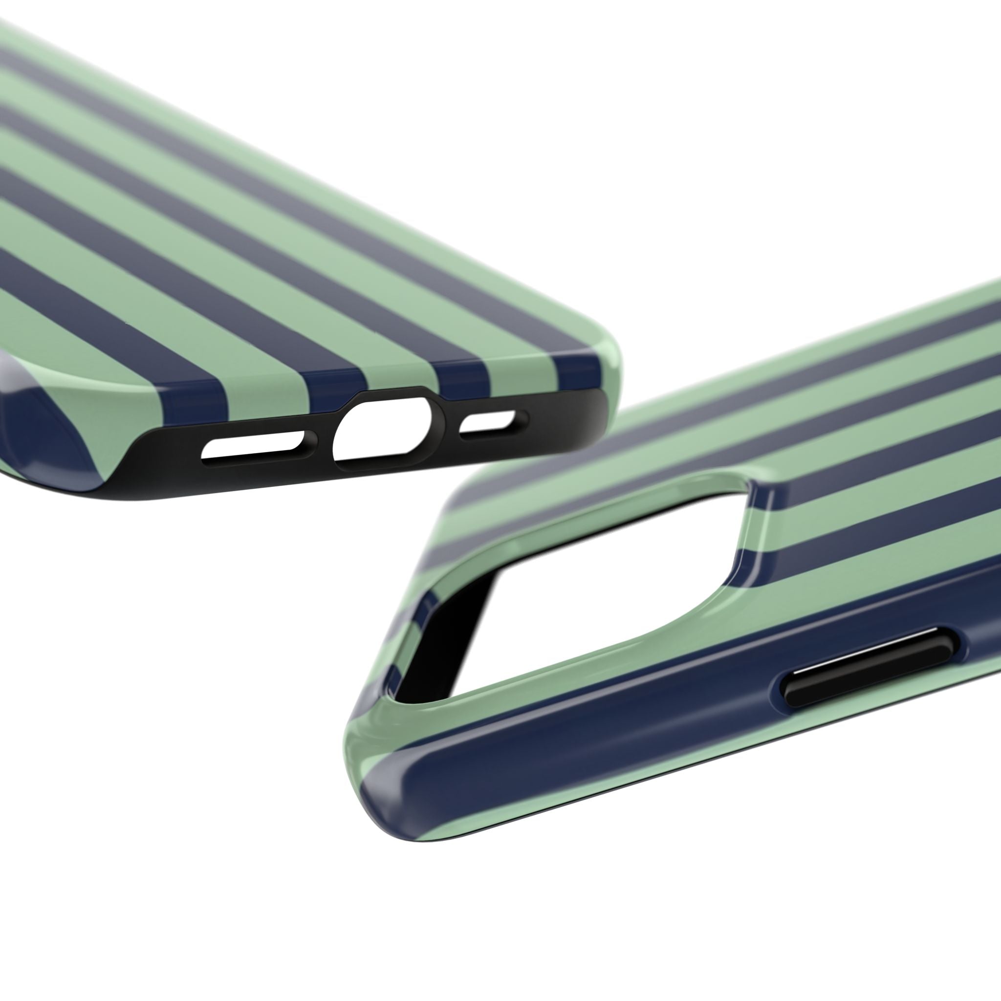 Striped Tough Phone Cases, Stylish Protective Cover, Modern Pattern Cellphone Accessories, Blue Green iPhone Samsung Galaxy Case, Cool Phone