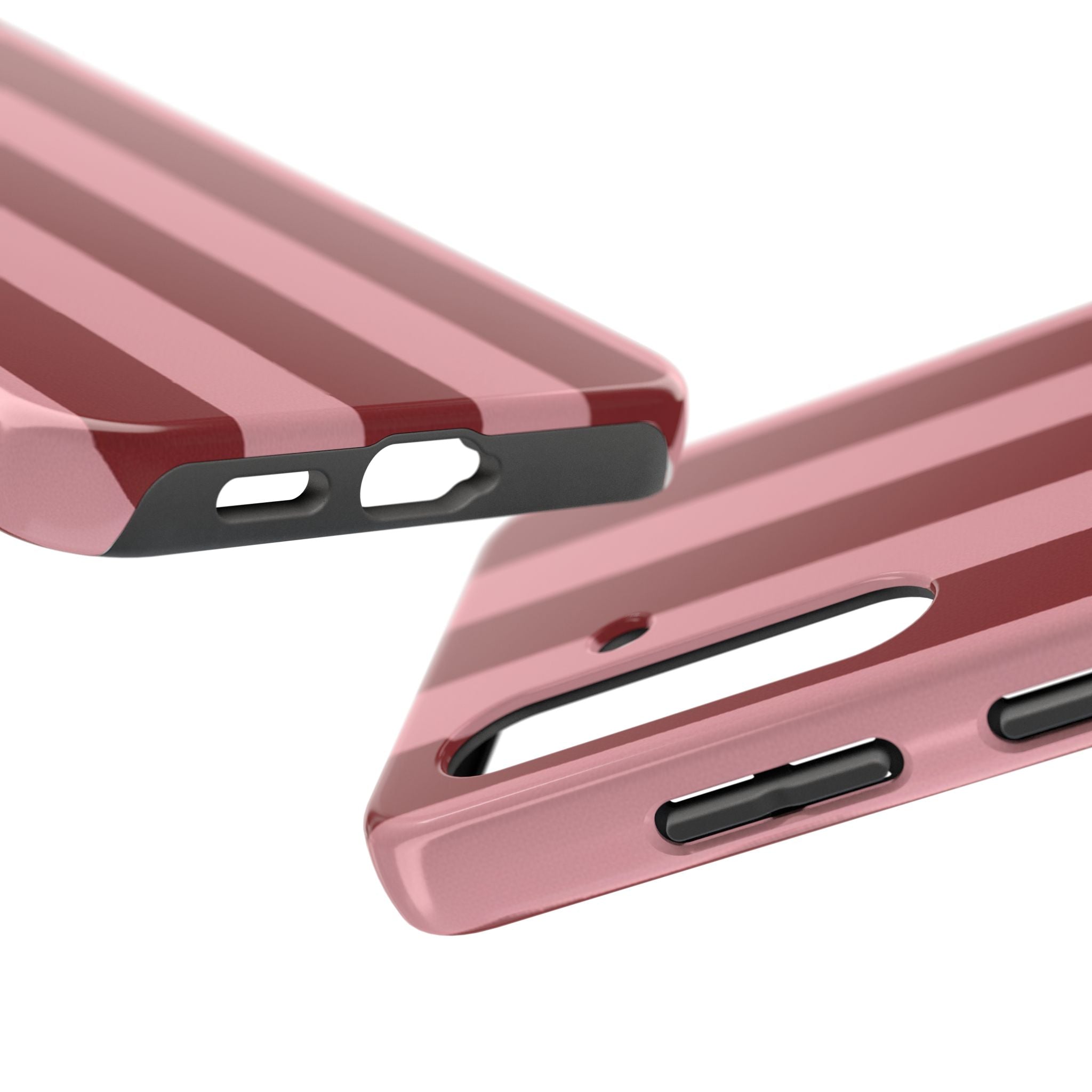 Striped Tough Phone Cases, Pink Red Cool Accessories, Protective Phone Covers, Trendy Mobile Cases, Stylish Device Protectors
