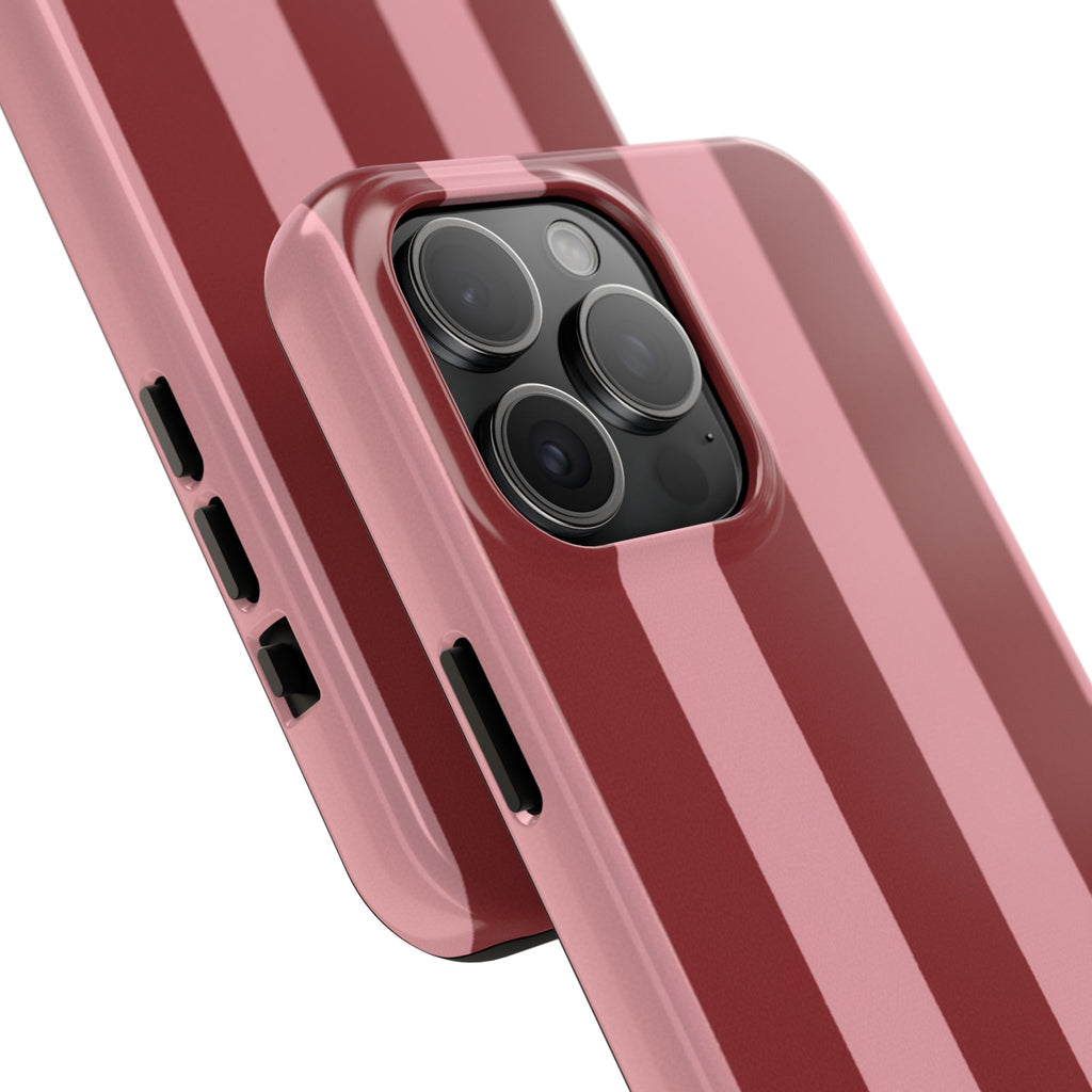 Striped Tough Phone Cases, Pink Red Cool Accessories, Protective Phone Covers, Trendy Mobile Cases, Stylish Device Protectors
