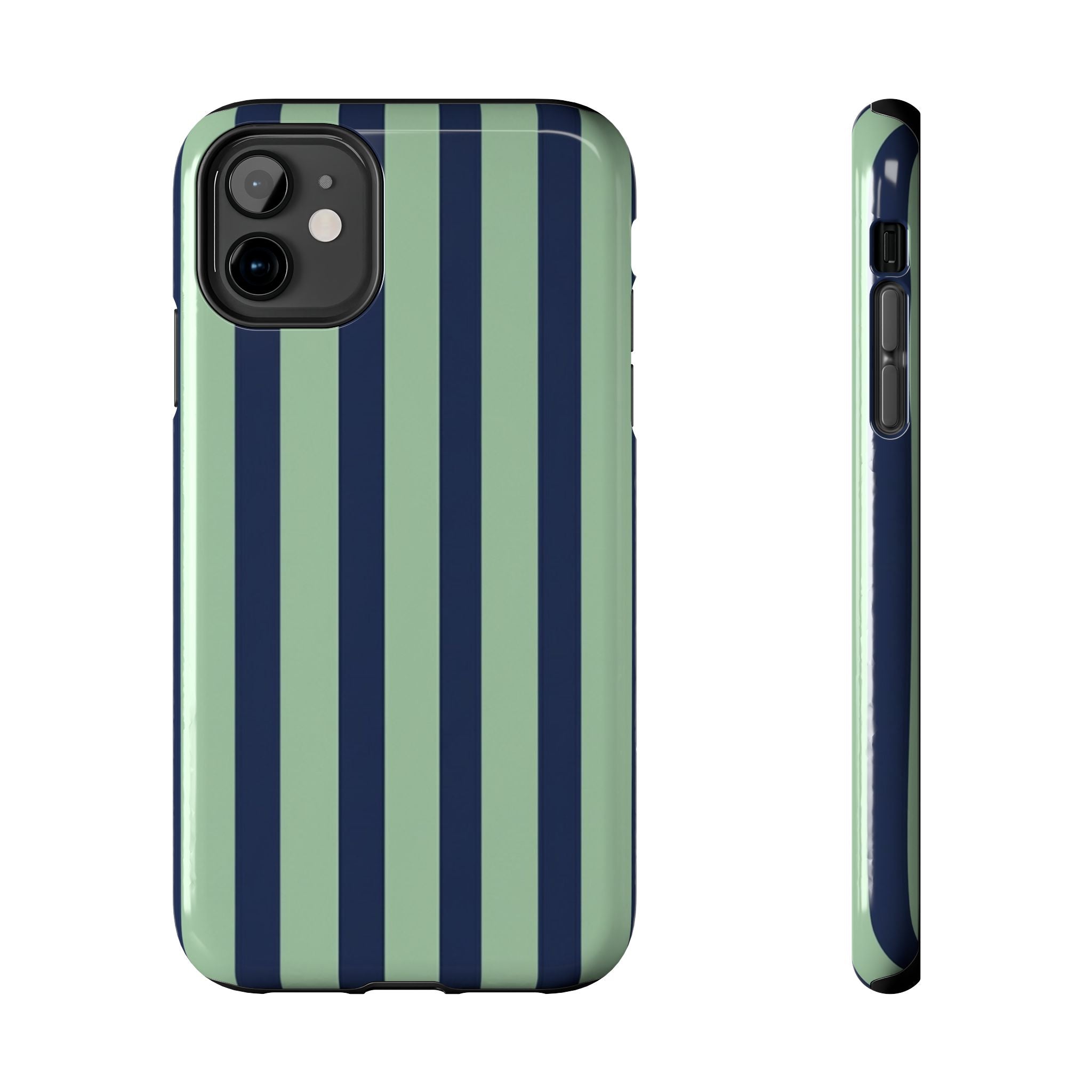 Striped Tough Phone Cases, Stylish Protective Cover, Modern Pattern Cellphone Accessories, Blue Green iPhone Samsung Galaxy Case, Cool Phone
